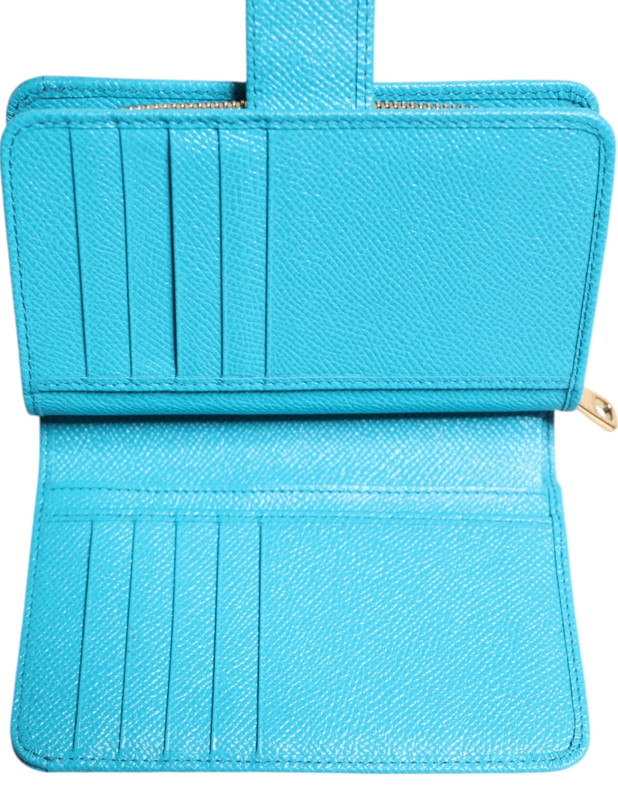 Light Blue Leather Bifold Continental Clutch Wallet - ventzia