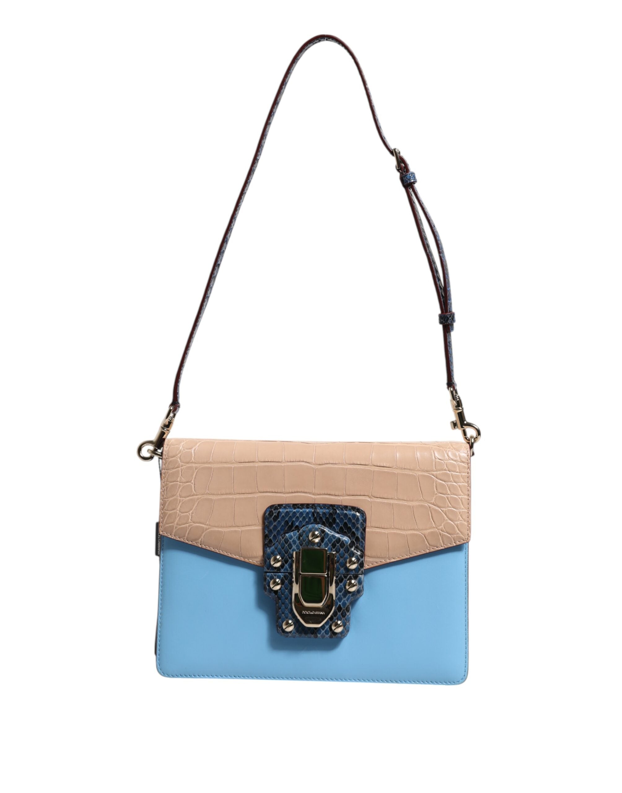 Blue Beige Exotic Leather LUCIA Crossbody Bag - ventzia