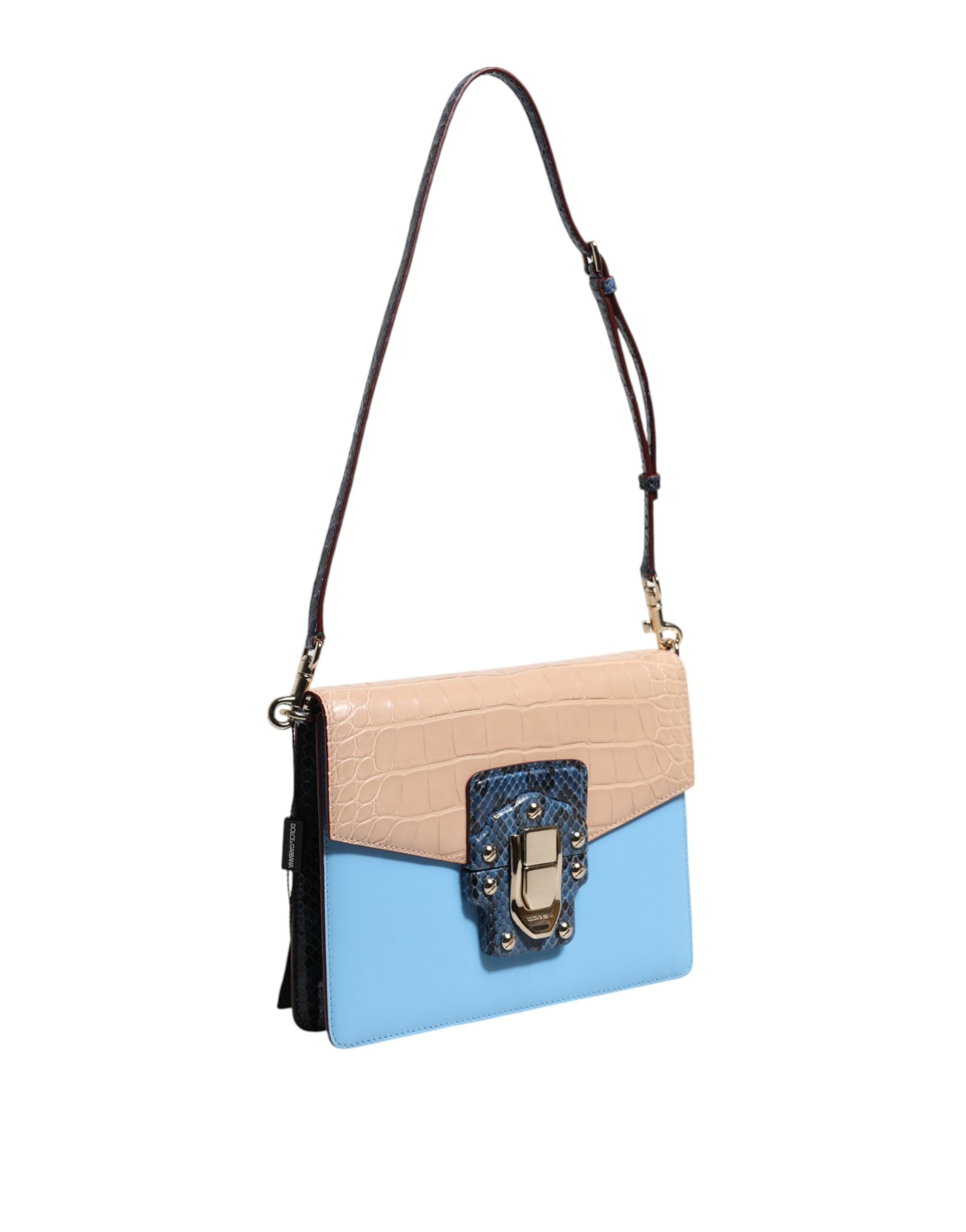 Blue Beige Exotic Leather LUCIA Crossbody Bag - ventzia