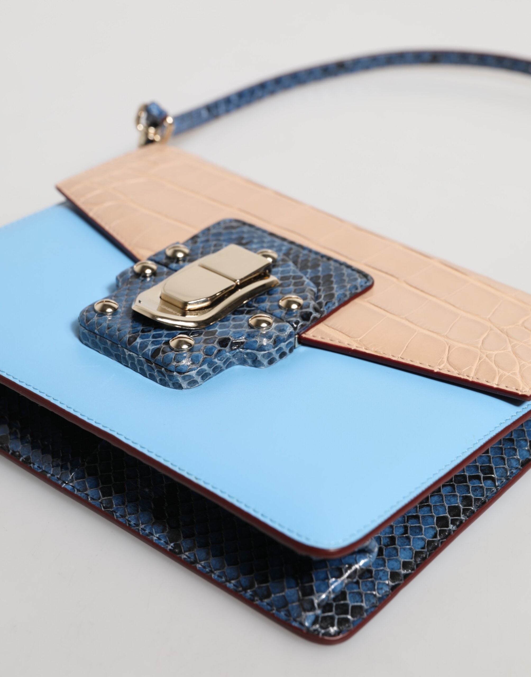Blue Beige Exotic Leather LUCIA Crossbody Bag - ventzia