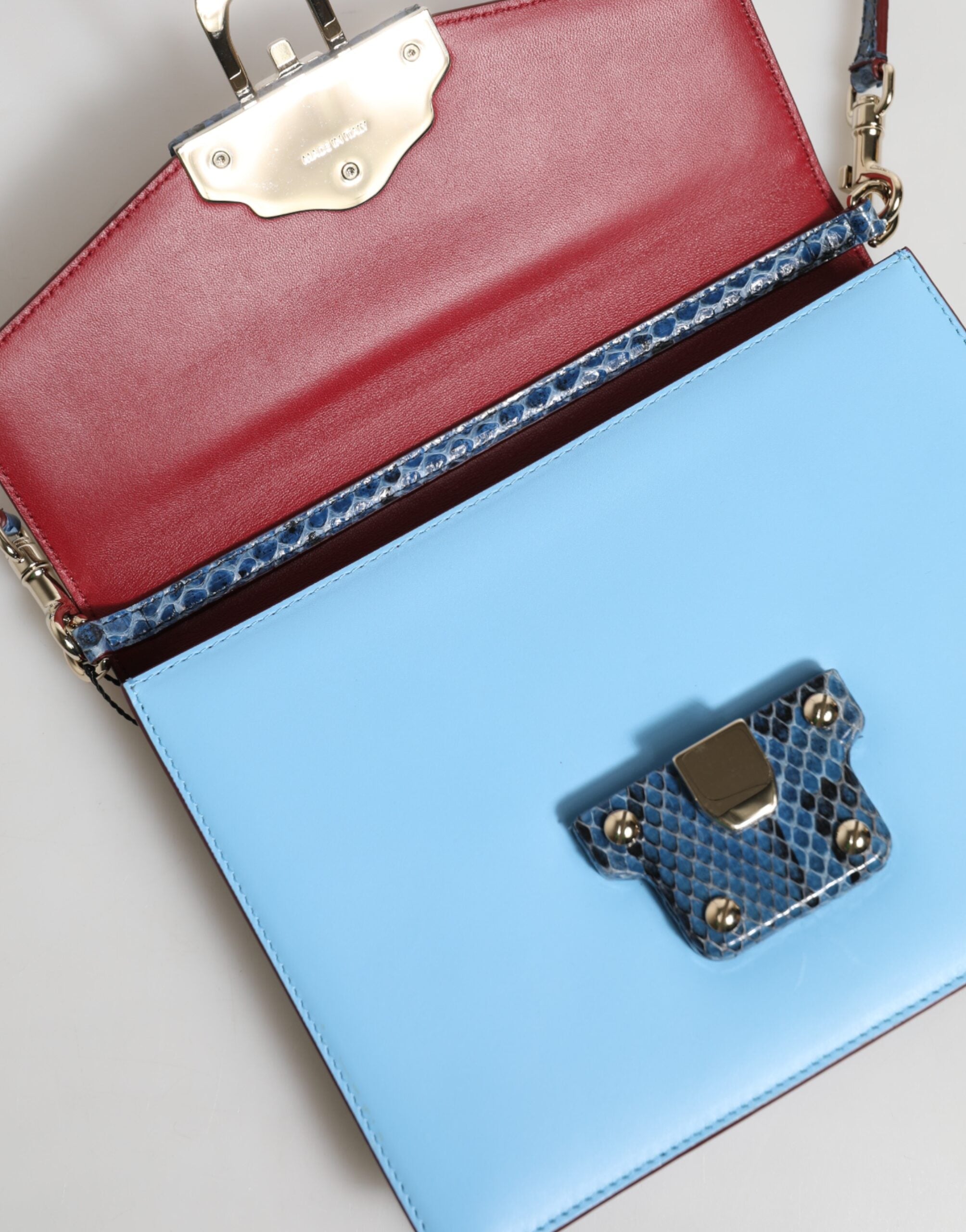 Blue Beige Exotic Leather LUCIA Crossbody Bag - ventzia