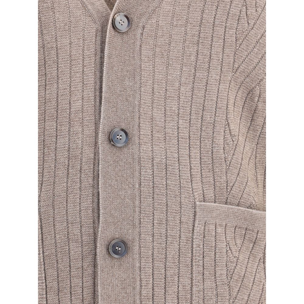 Brown Wool Cardigan - ventzia