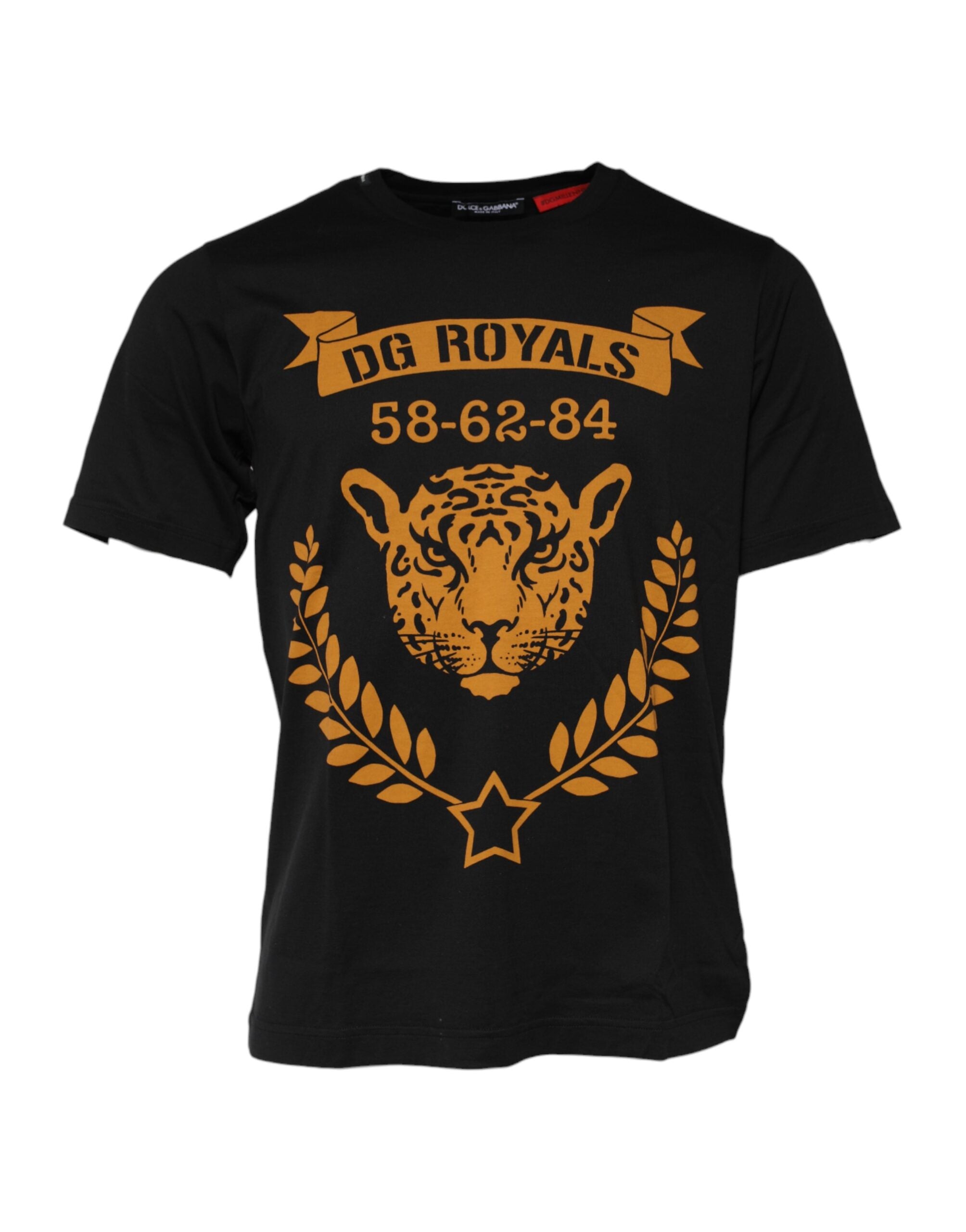 Black DG Royals Cotton Crew Neck T-shirt - ventzia