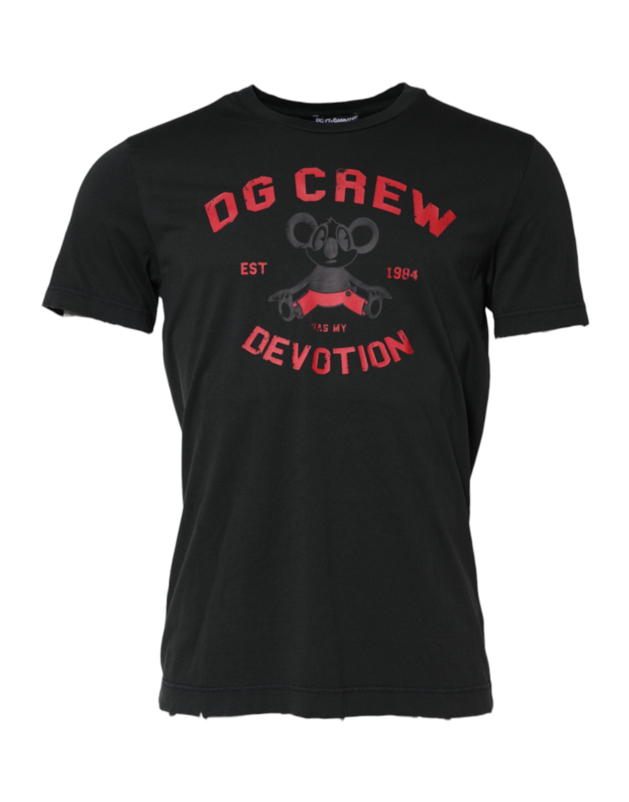 Black DG Crew Devotion Cotton Crew Neck T-shirt - ventzia