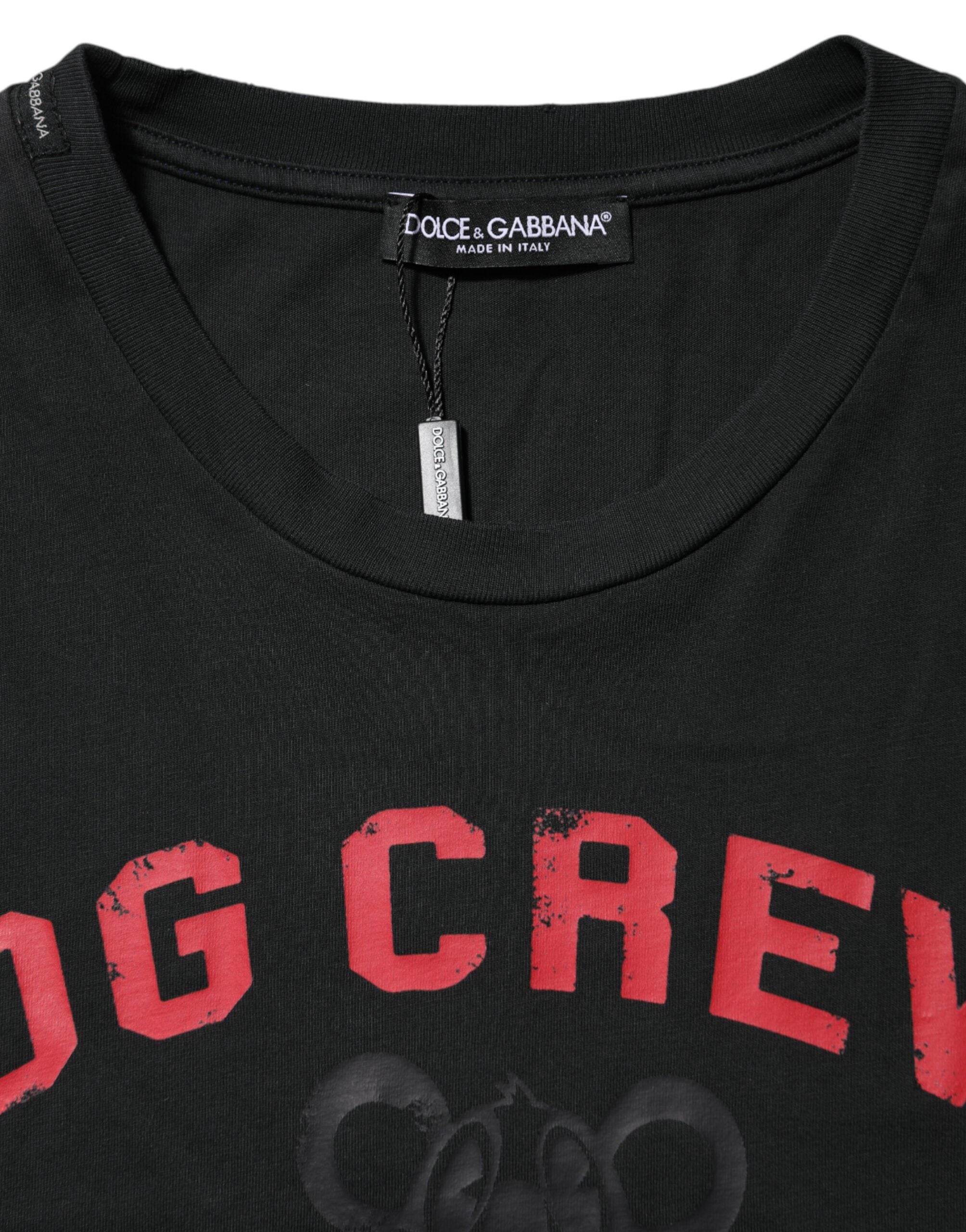 Black DG Crew Devotion Cotton Crew Neck T-shirt - ventzia