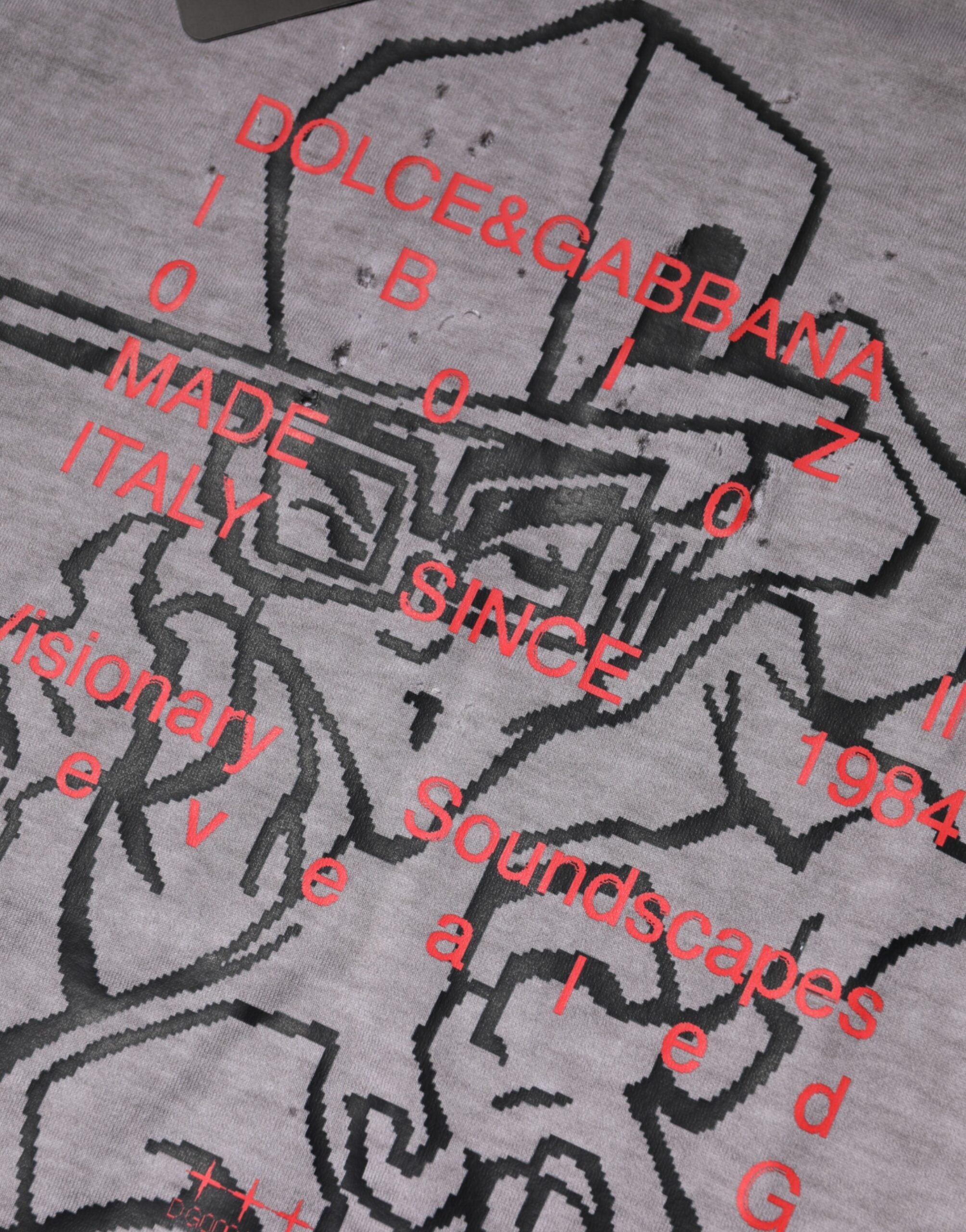 Gray Graphic Print Cotton Crew Neck T-shirt - ventzia