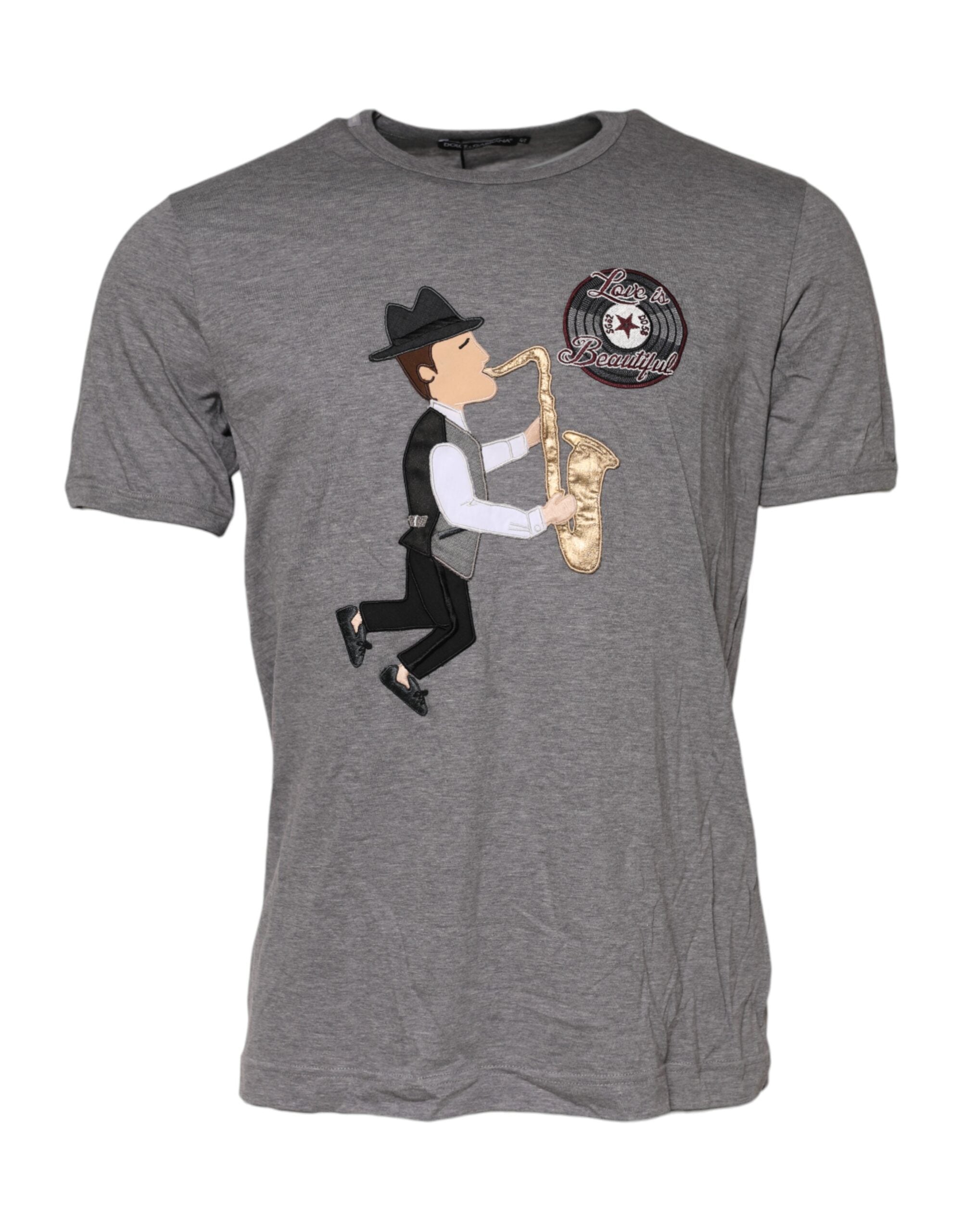 Gray #DGFamily Cotton Crew Neck T-shirt - ventzia