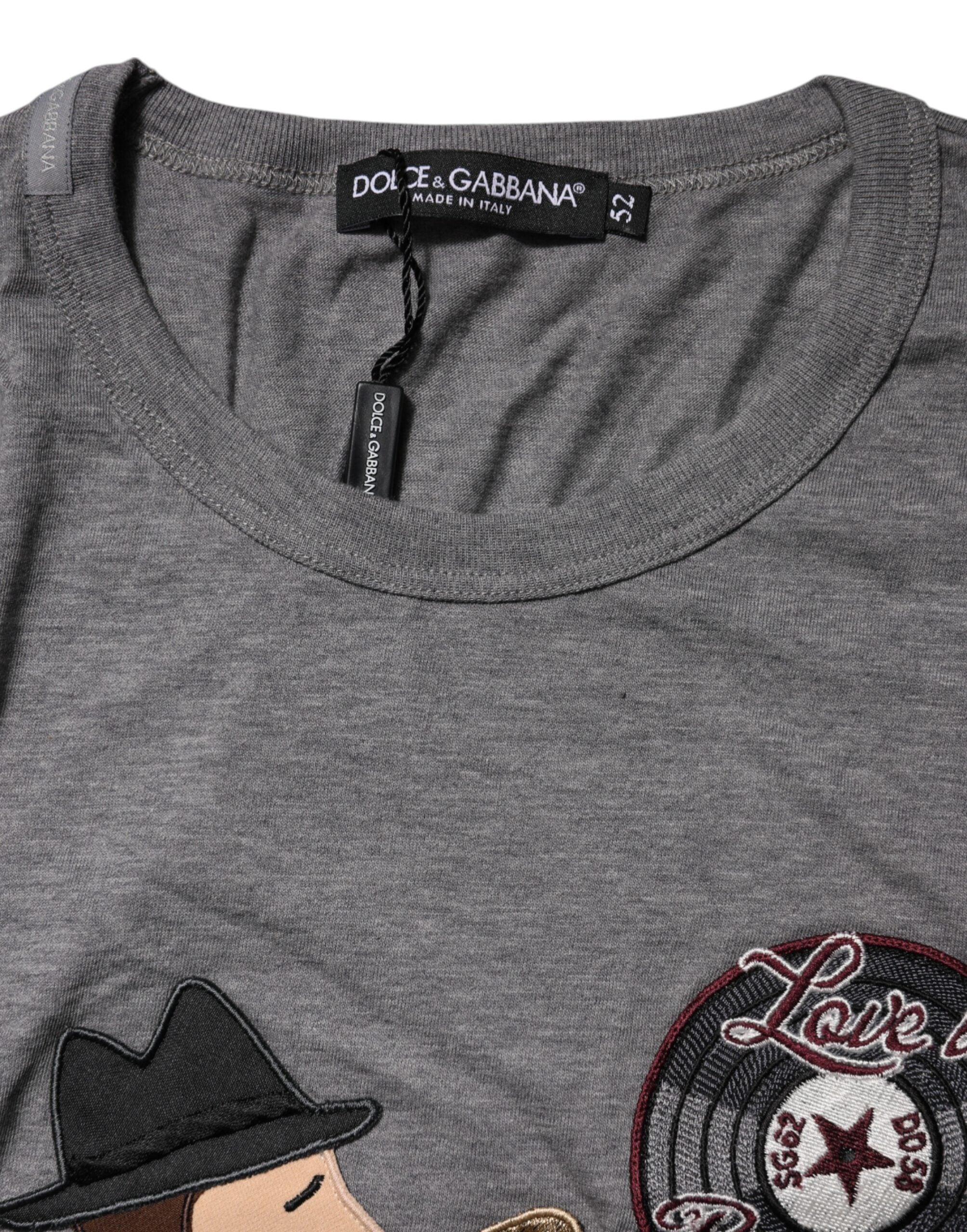 Gray #DGFamily Cotton Crew Neck T-shirt - ventzia