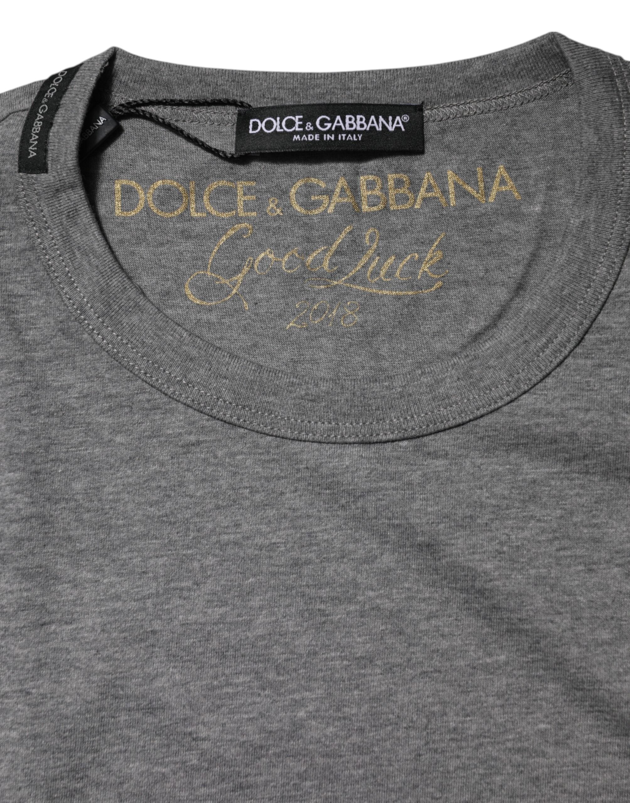 Gray Cotton Crew Neck Short Sleeves T-shirt - ventzia