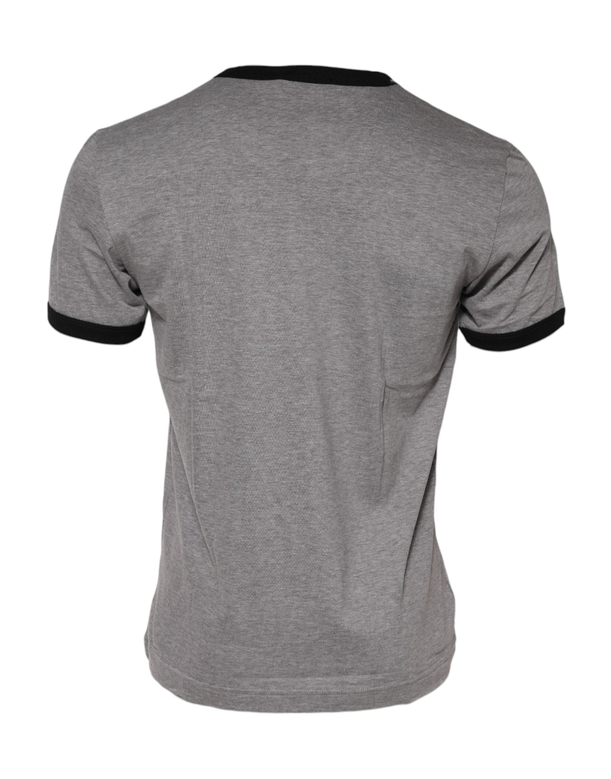 Gray Sacred Heart Cotton Crew Neck T-shirt - ventzia
