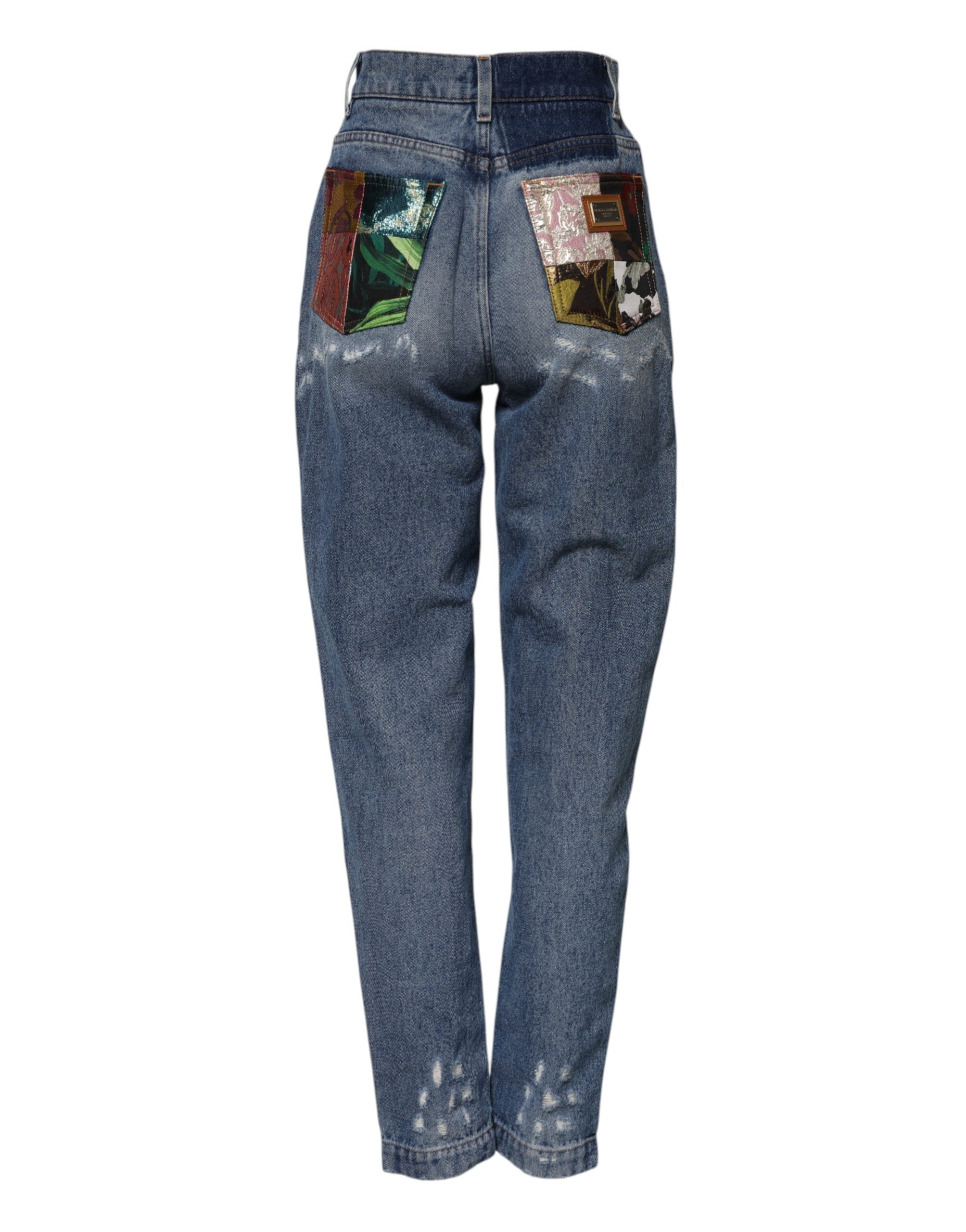Blue AMBER Tattered High Waist Denim Jeans - ventzia
