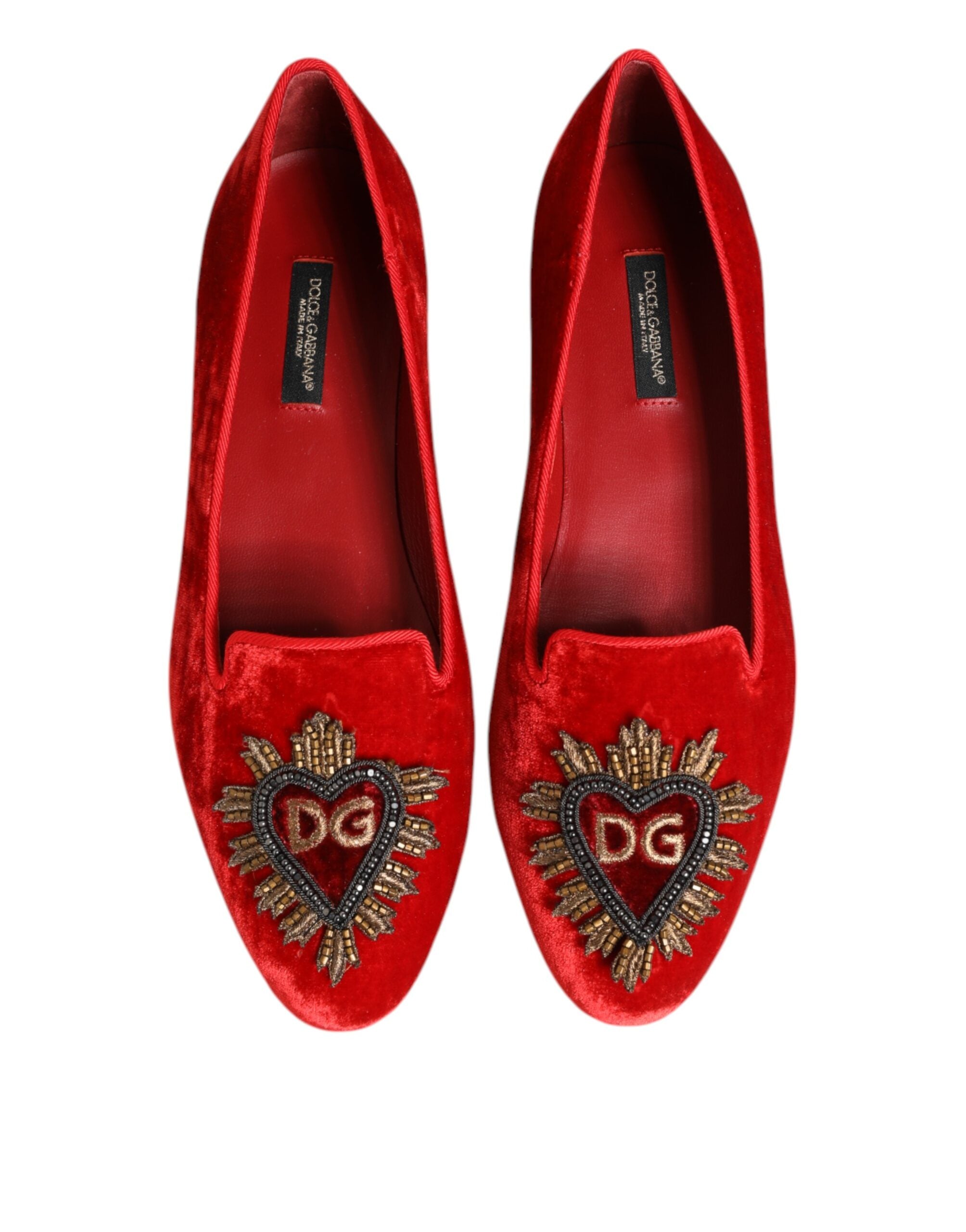 Red Velvet DG Heart Loafers Flats Shoes - ventzia