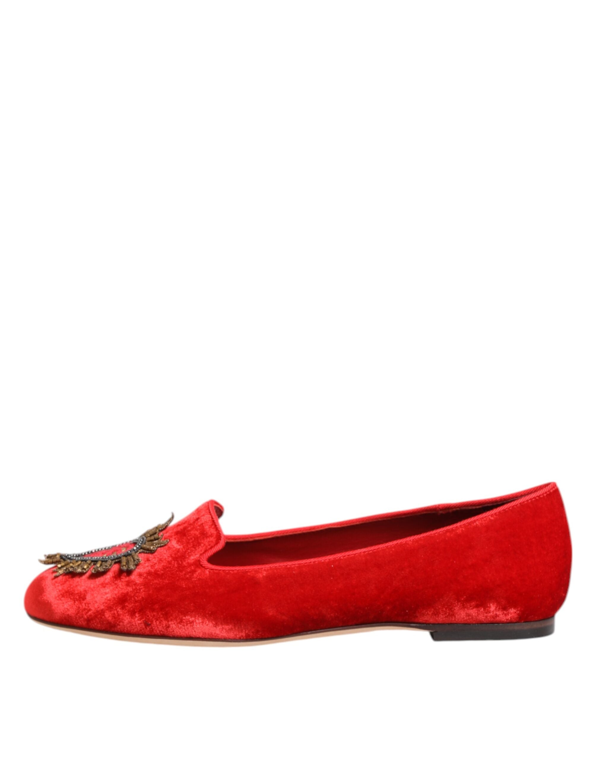 Red Velvet DG Heart Loafers Flats Shoes - ventzia