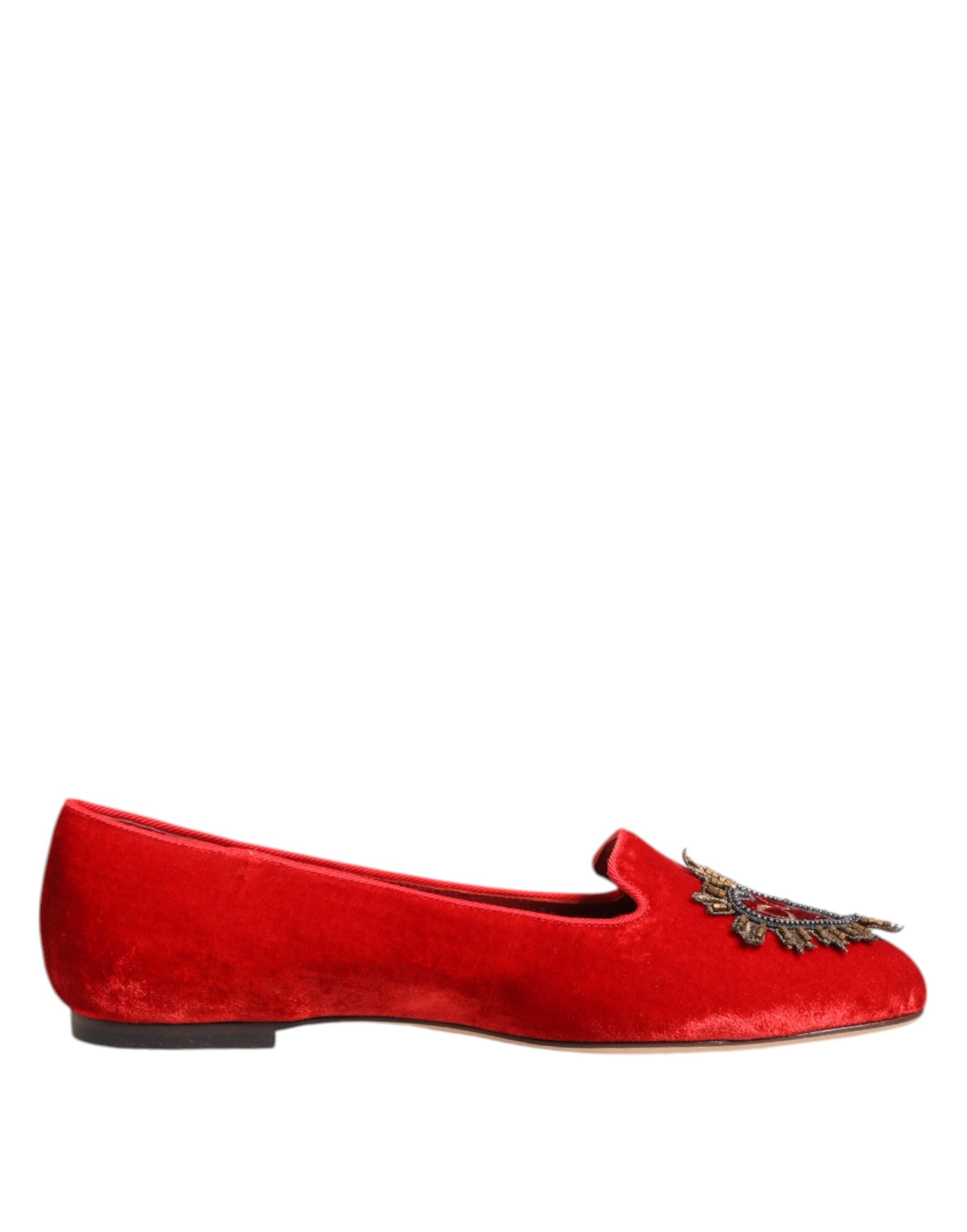 Red Velvet DG Heart Loafers Flats Shoes - ventzia