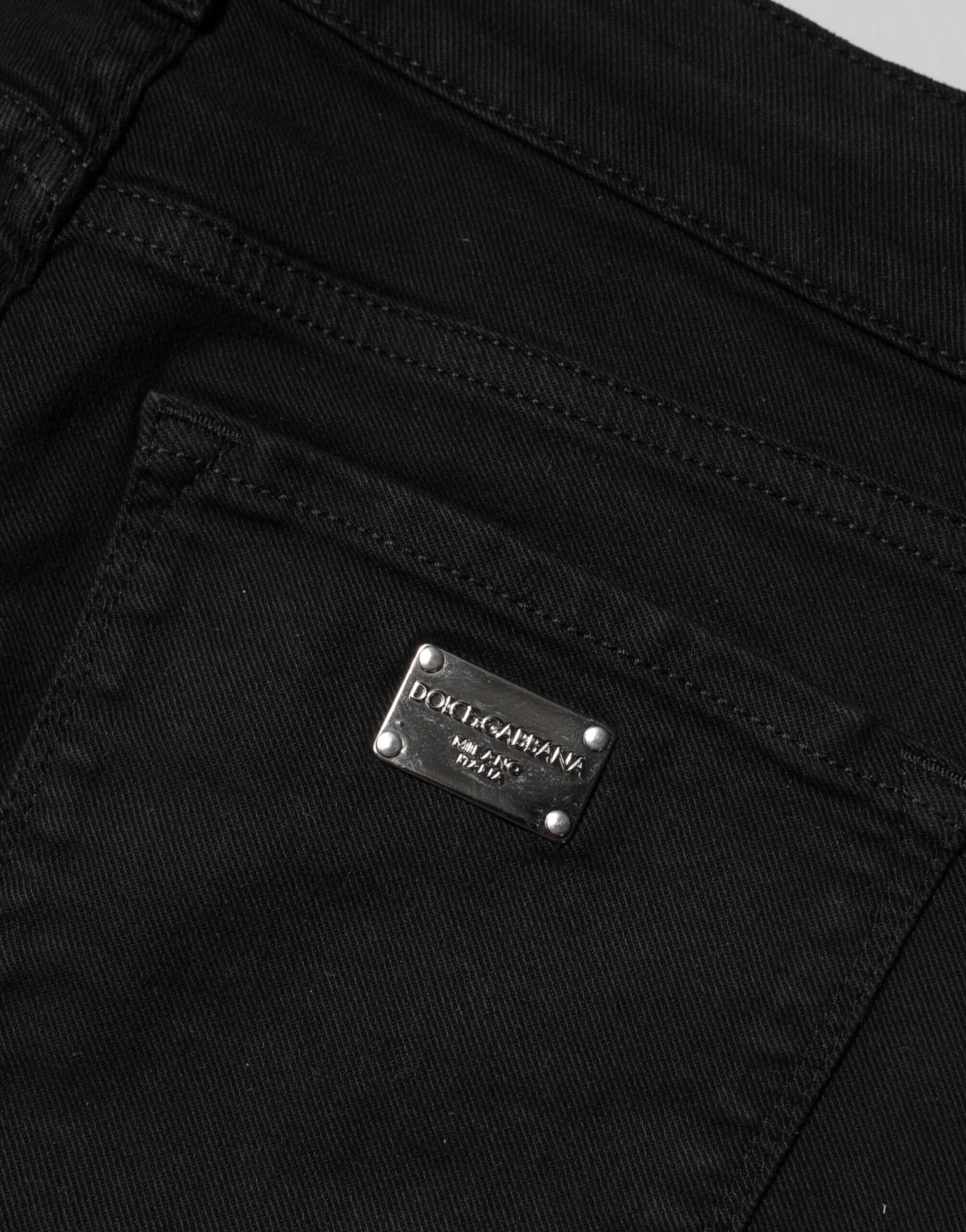Black Cotton Skinny Mid Waist Denim Jeans - ventzia