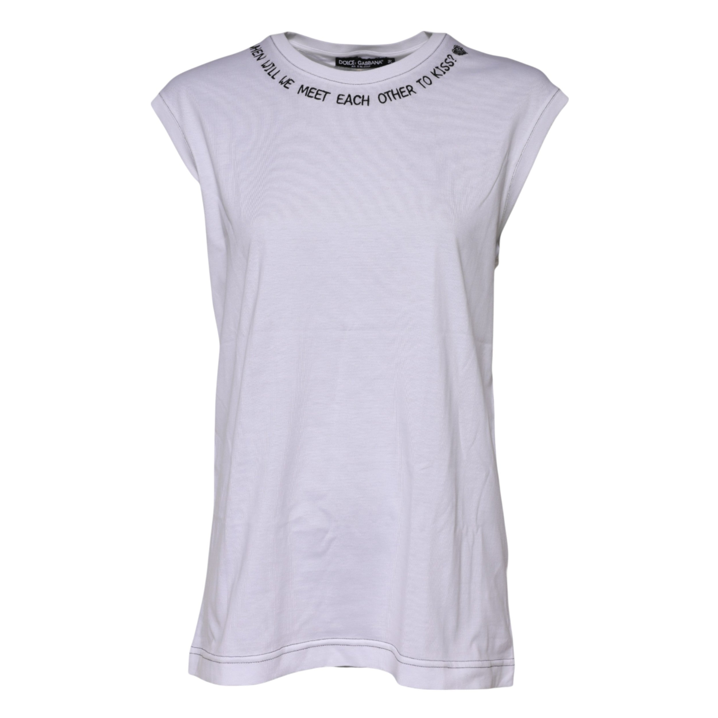 White Cotton Sleeveless Printed Tank T-shirt - ventzia