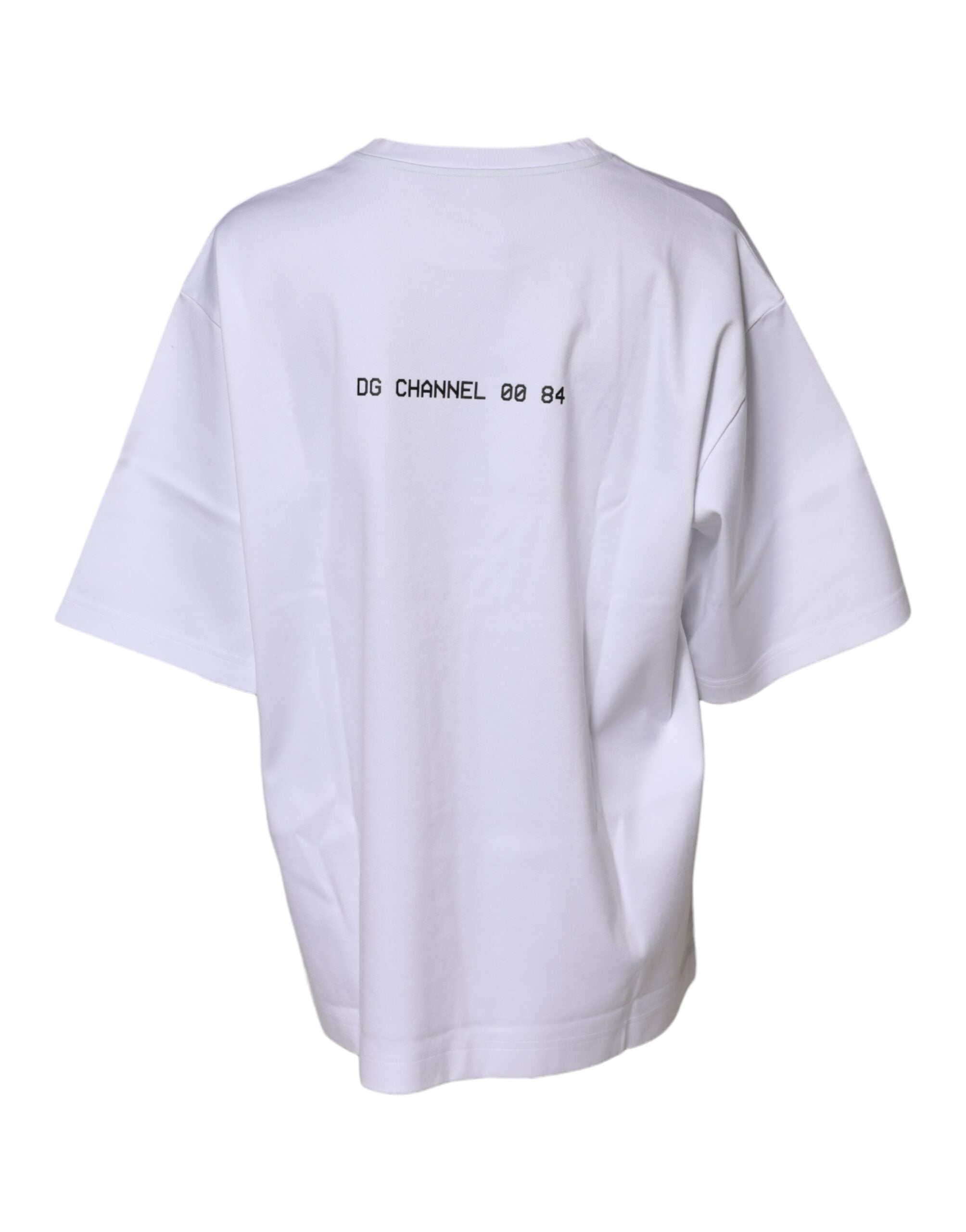 White Cotton Printed Short Sleeves T-shirt - ventzia