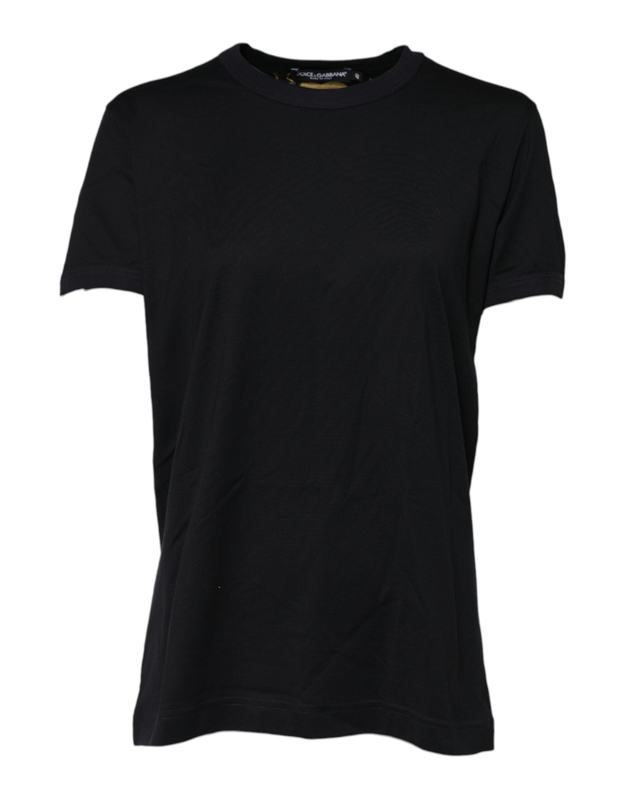 Black Cotton DG Print Short Sleeve Top T-shirt - ventzia