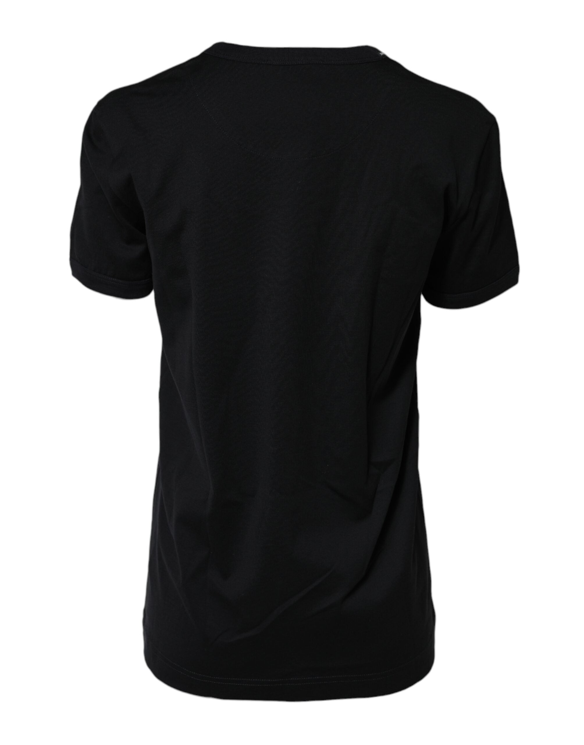 Black Cotton DG Print Short Sleeve Top T-shirt - ventzia
