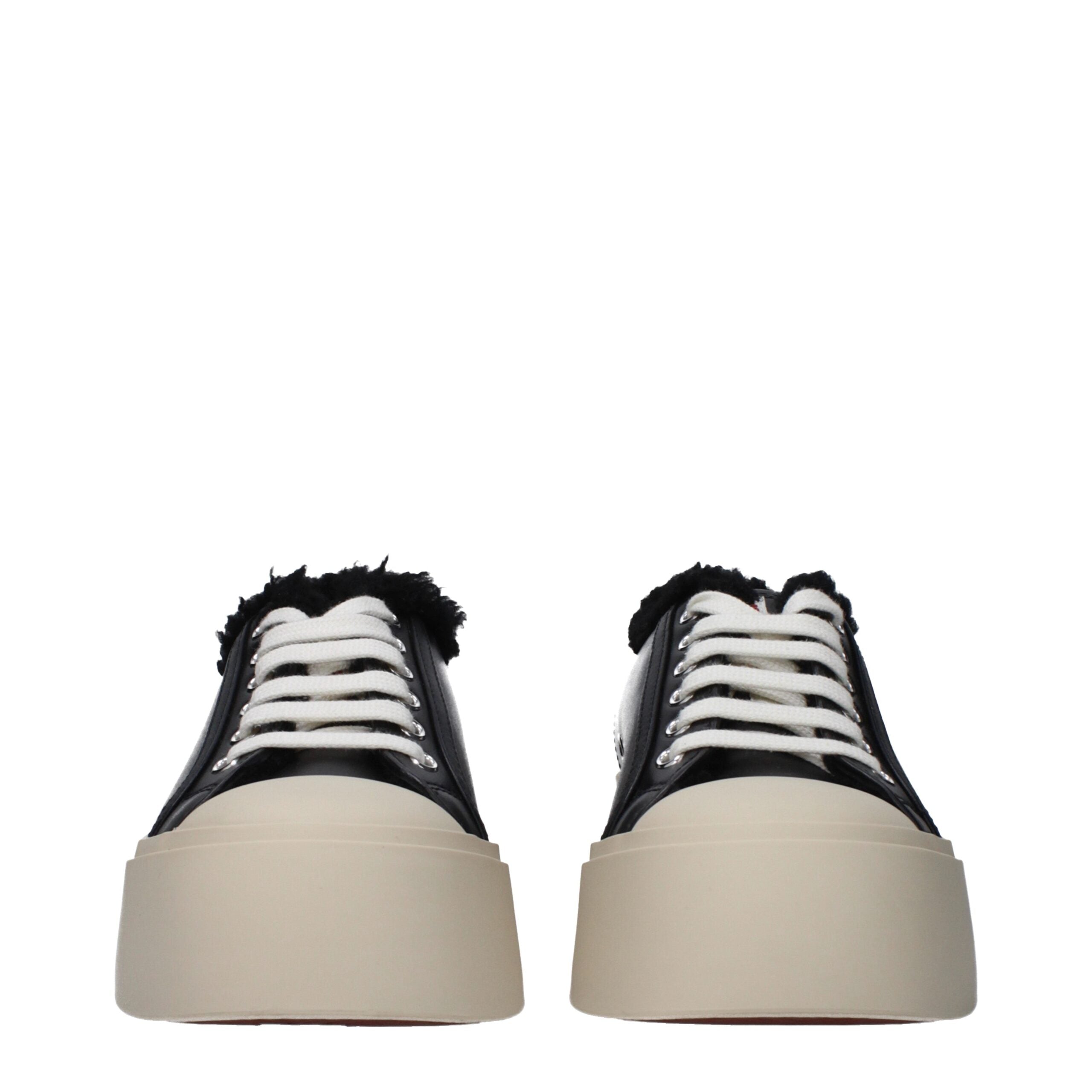 Black Leather Chunky Sneakers - ventzia