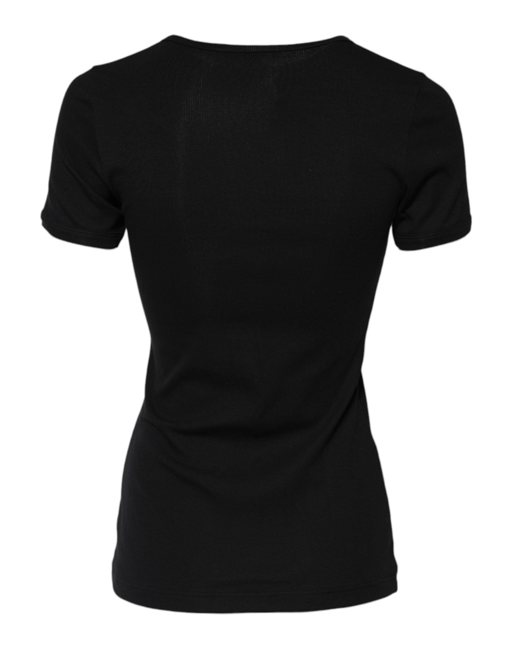 Black Cotton Henley Short Sleeves Top T-shirt - ventzia