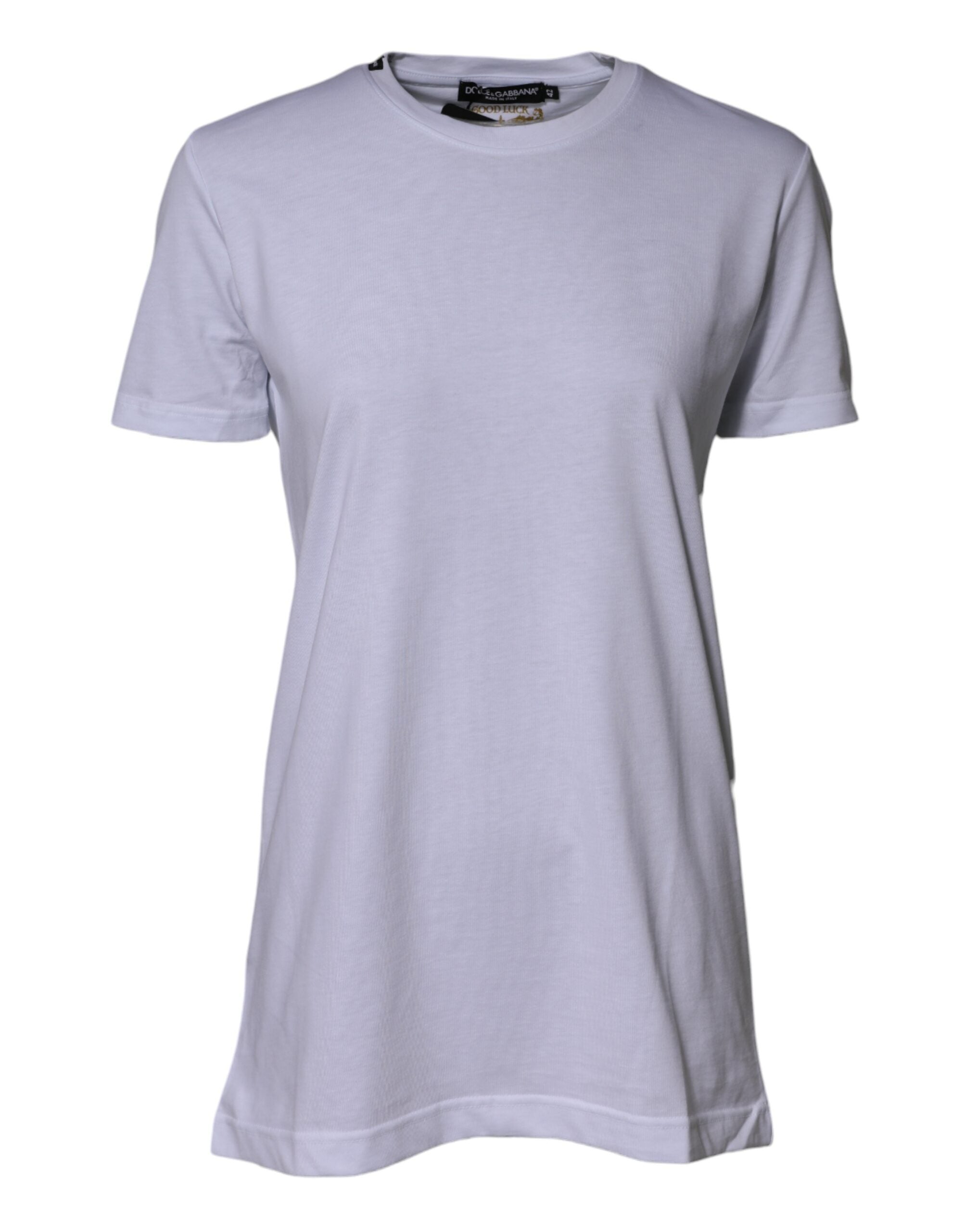 White Cotton Goodluck 2023 Crew Neck T-shirt - ventzia