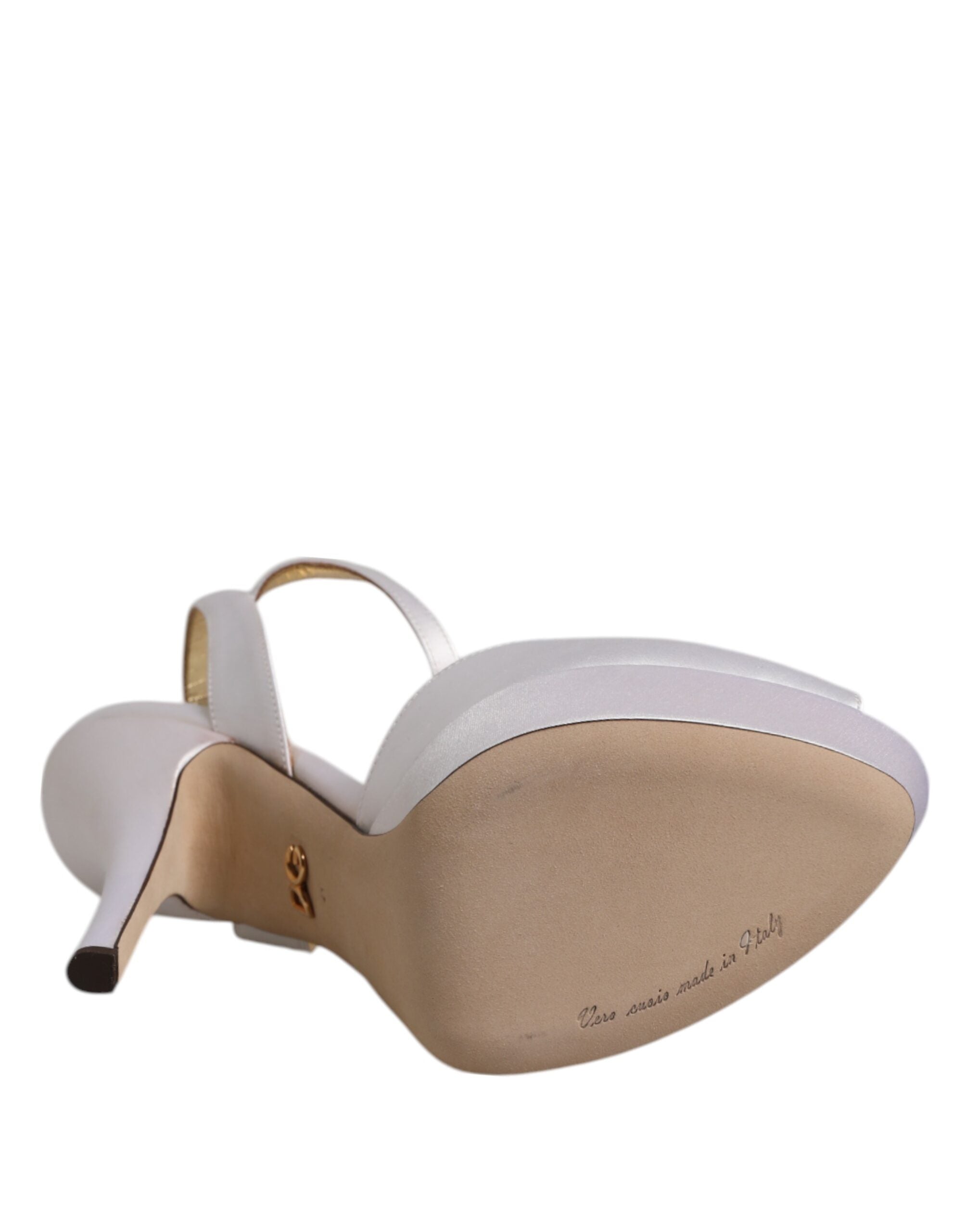 White Satin Platform Heels Sandals Shoes - ventzia