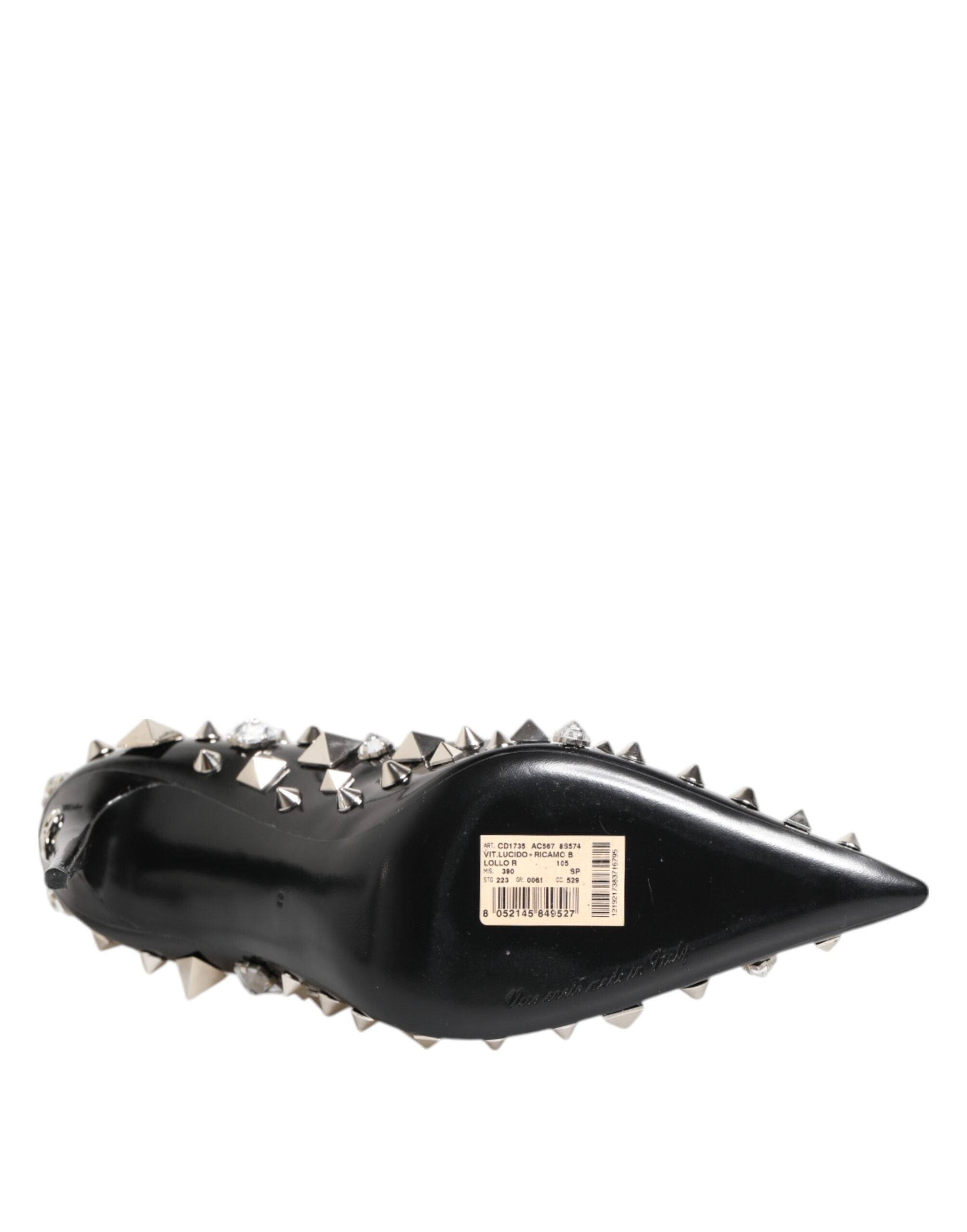 Black Crystals Studs Stiletto Pumps Shoes - ventzia
