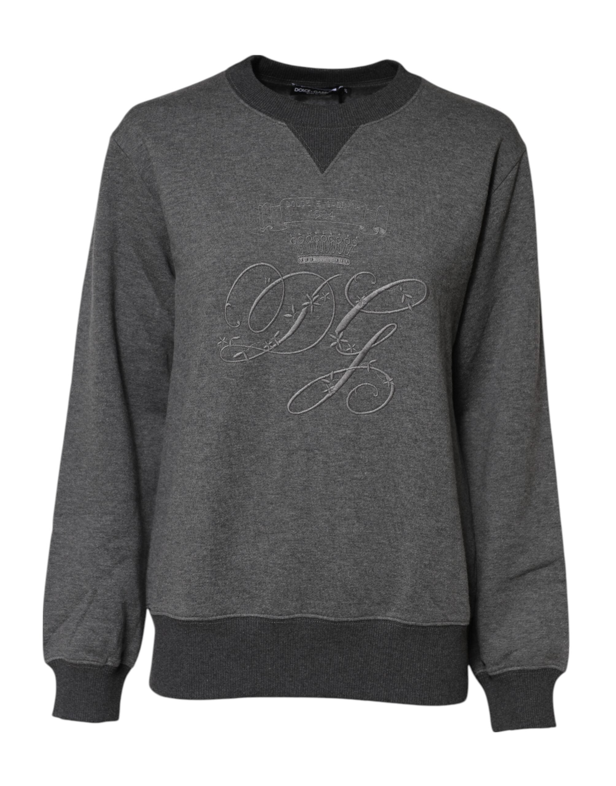 Gray DG Logo Embroidered Pullover Sweater - ventzia
