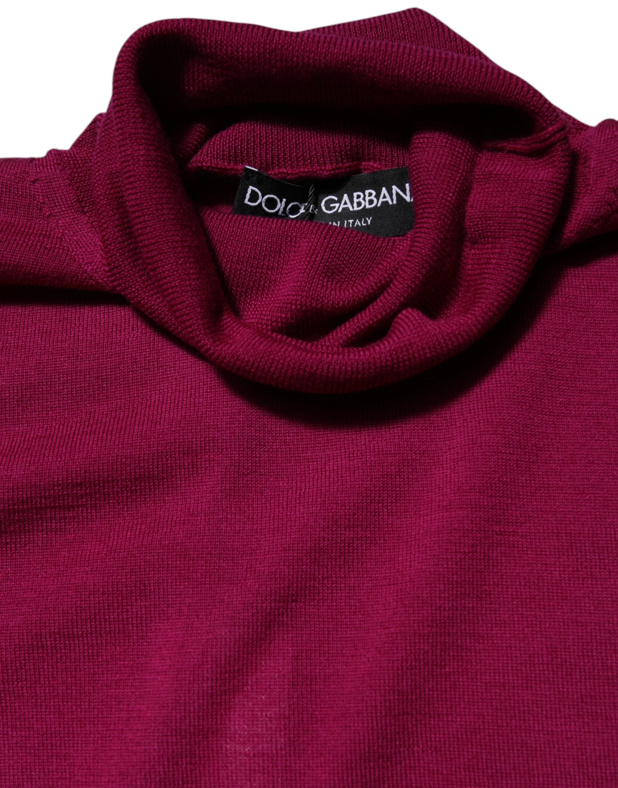 Fuchsia Wool Long Sleeves Turtleneck Sweater - ventzia