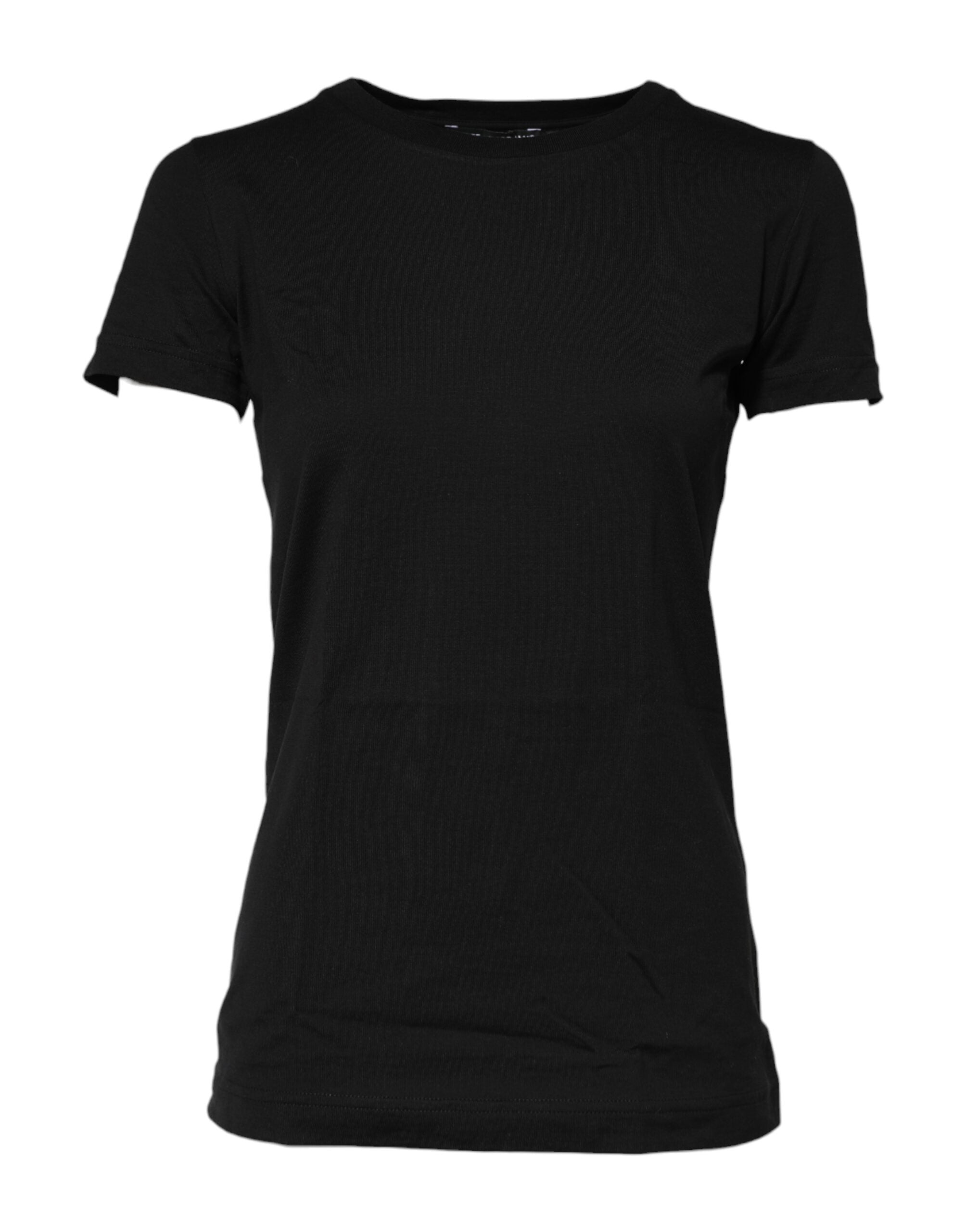 Black Short Sleeves Crew Neck Top T-shirt - ventzia