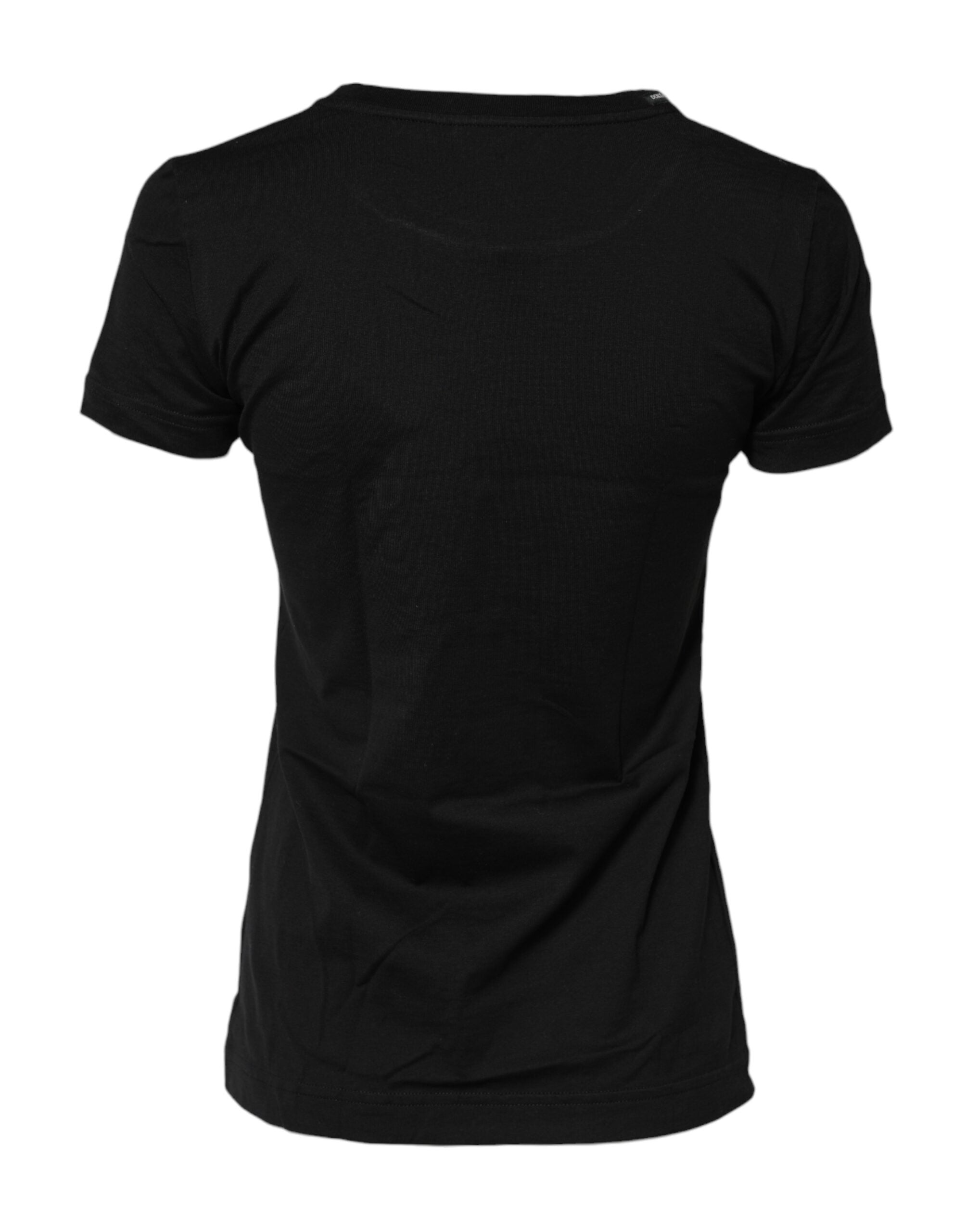 Black Short Sleeves Crew Neck Top T-shirt - ventzia