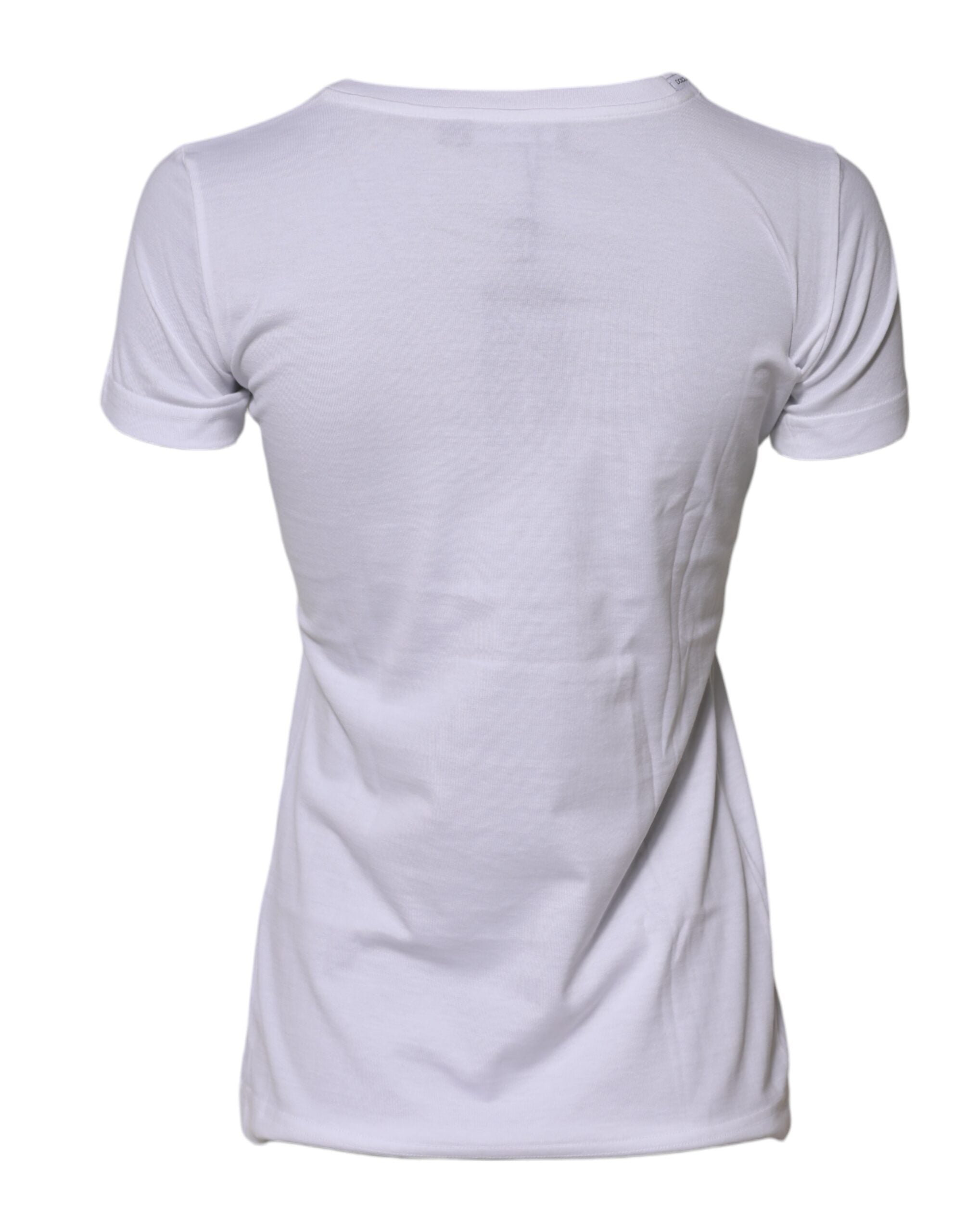 White Cotton Crew Neck Short Sleeves T-shirt - ventzia