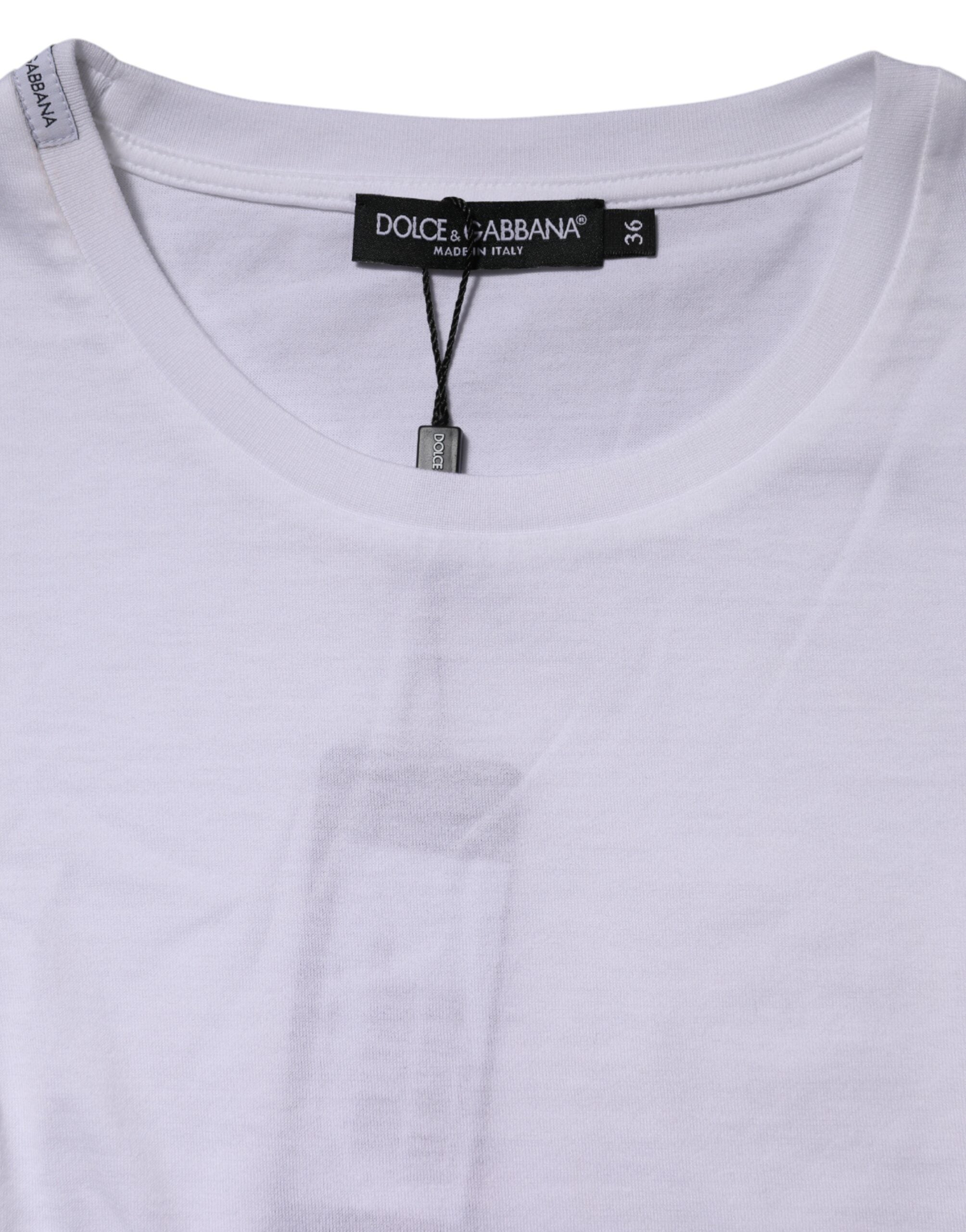 White Cotton Crew Neck Short Sleeves T-shirt - ventzia