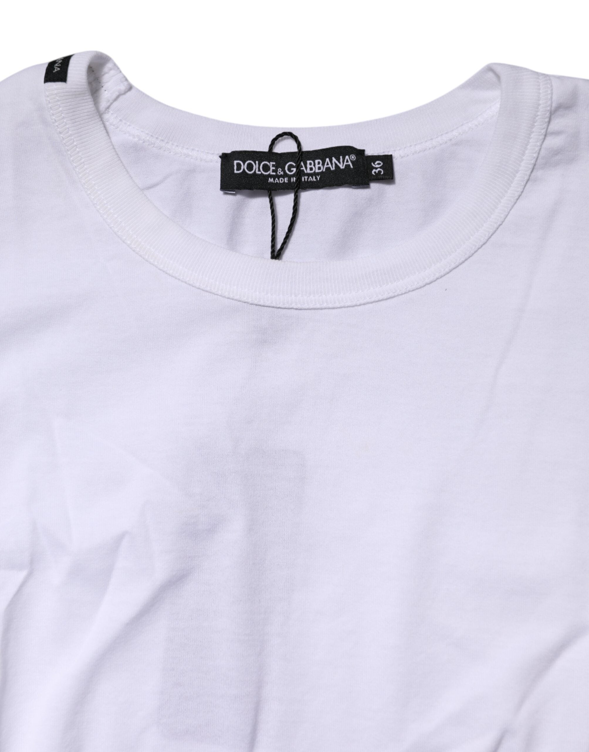 White Cotton Crew Neck Cropped Top T-shirt - ventzia