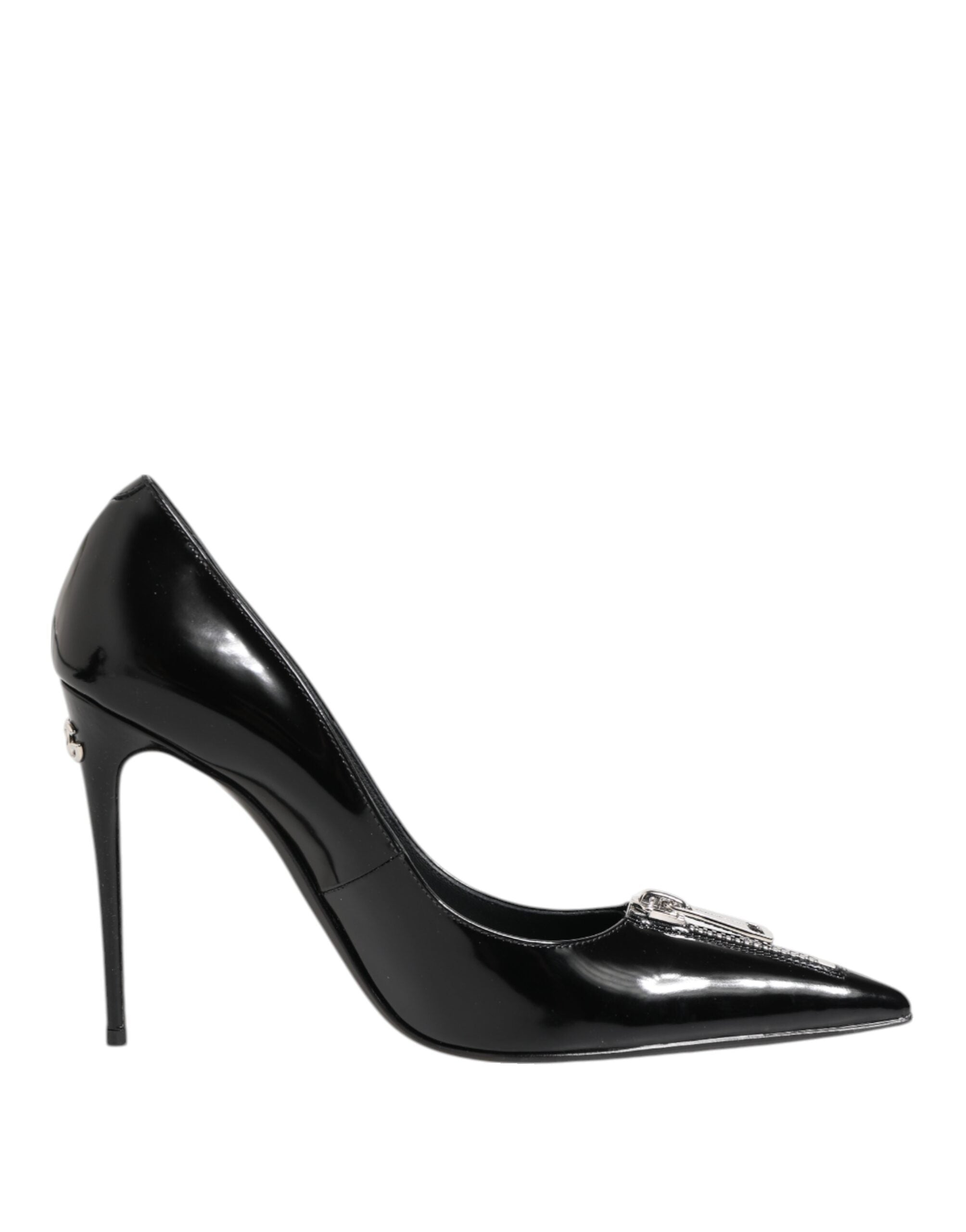 Black Patent Leather Zipper Heels Pumps Shoes - ventzia