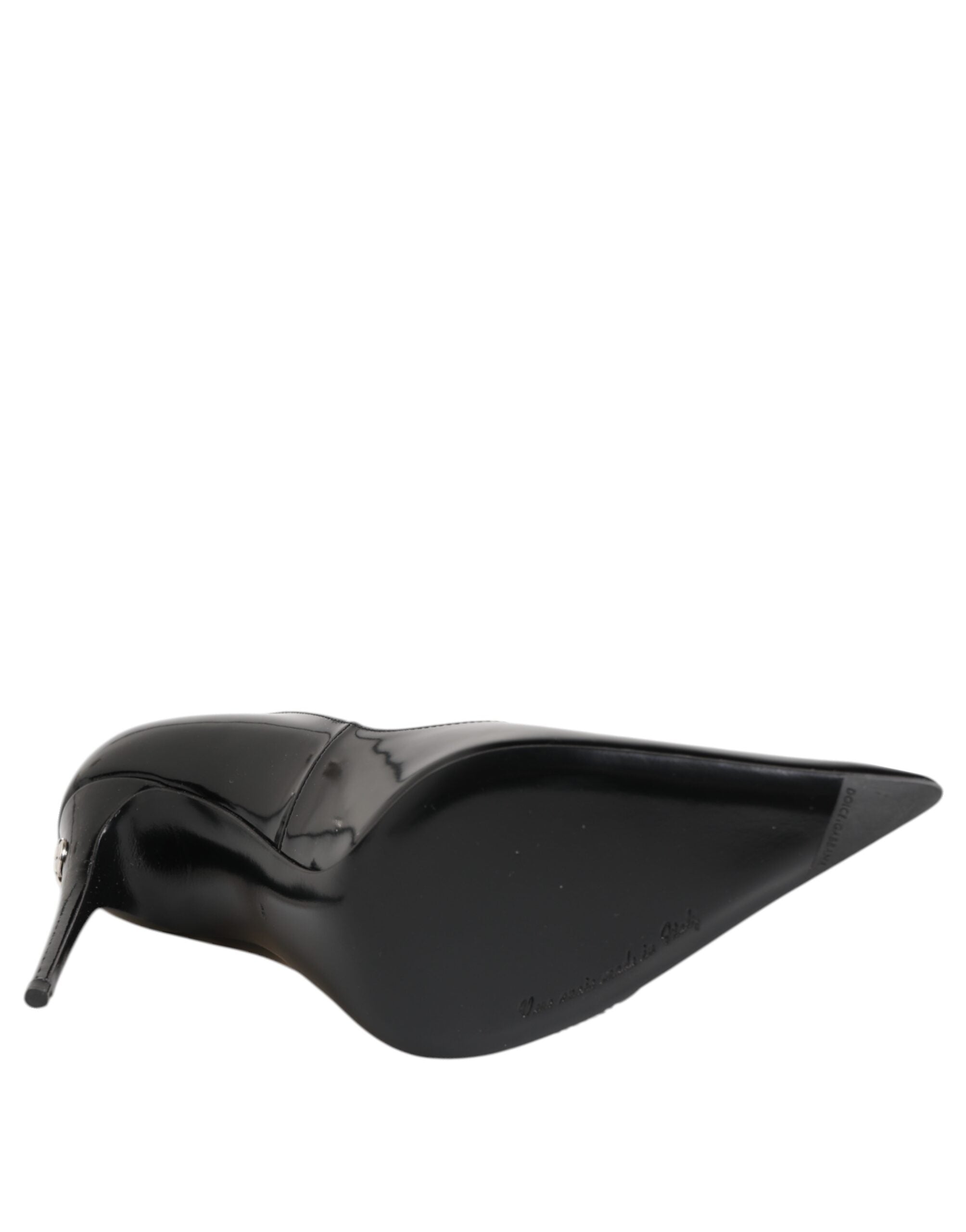 Black Patent Leather Zipper Heels Pumps Shoes - ventzia