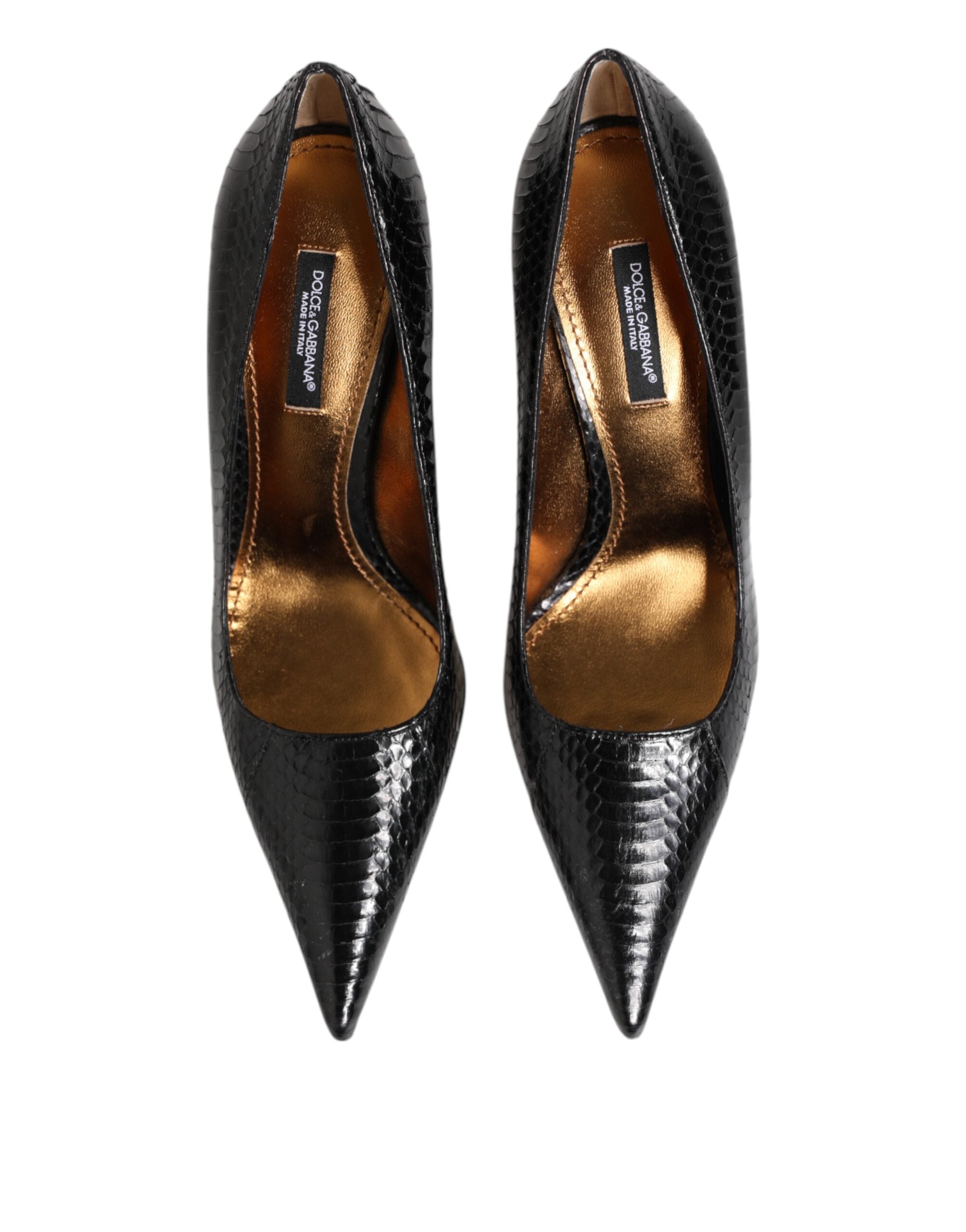 Black Exotic Leather Stiletto Pumps Shoes - ventzia