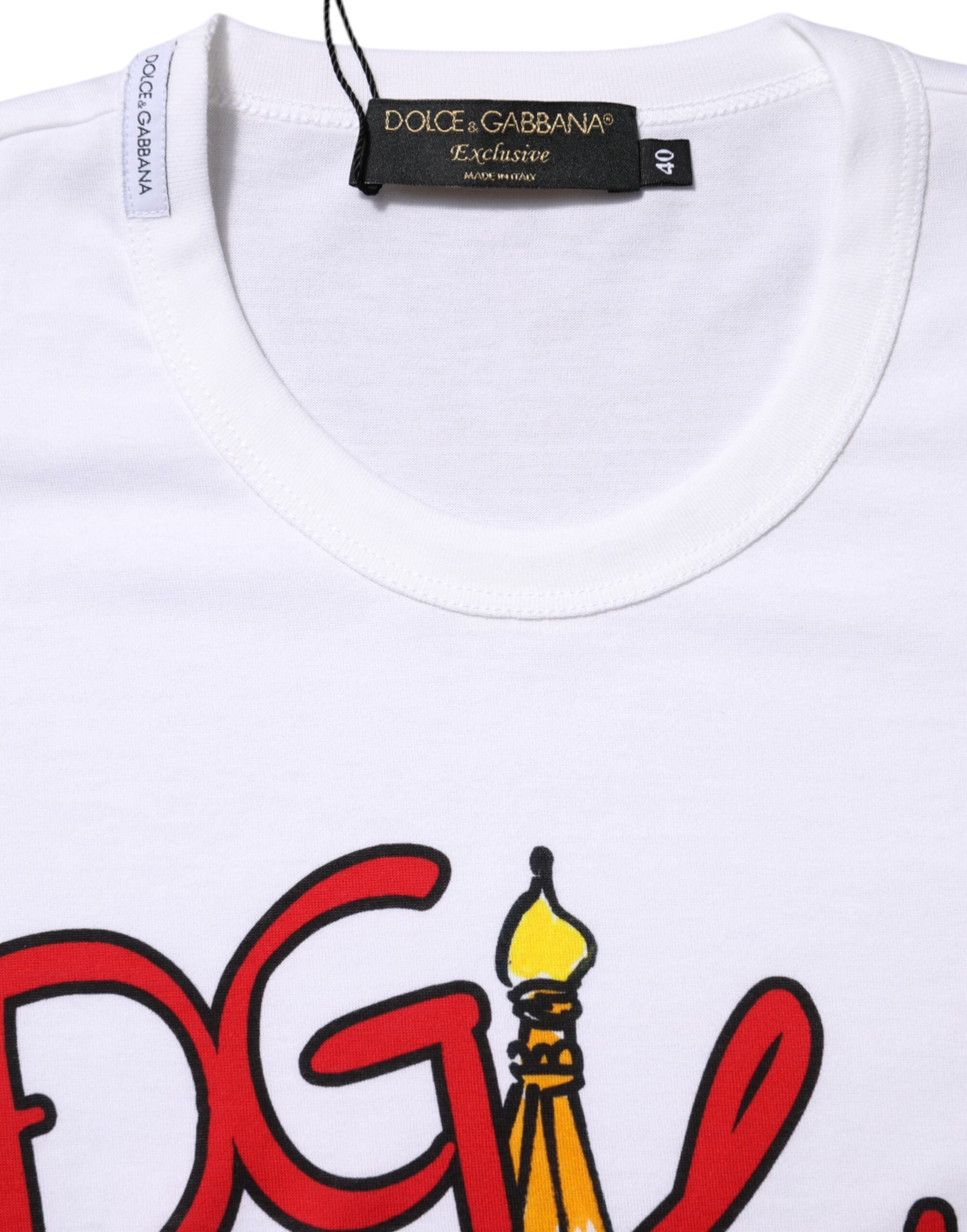 White DG Loves Moscow Cotton Crew Neck T-shirt - ventzia