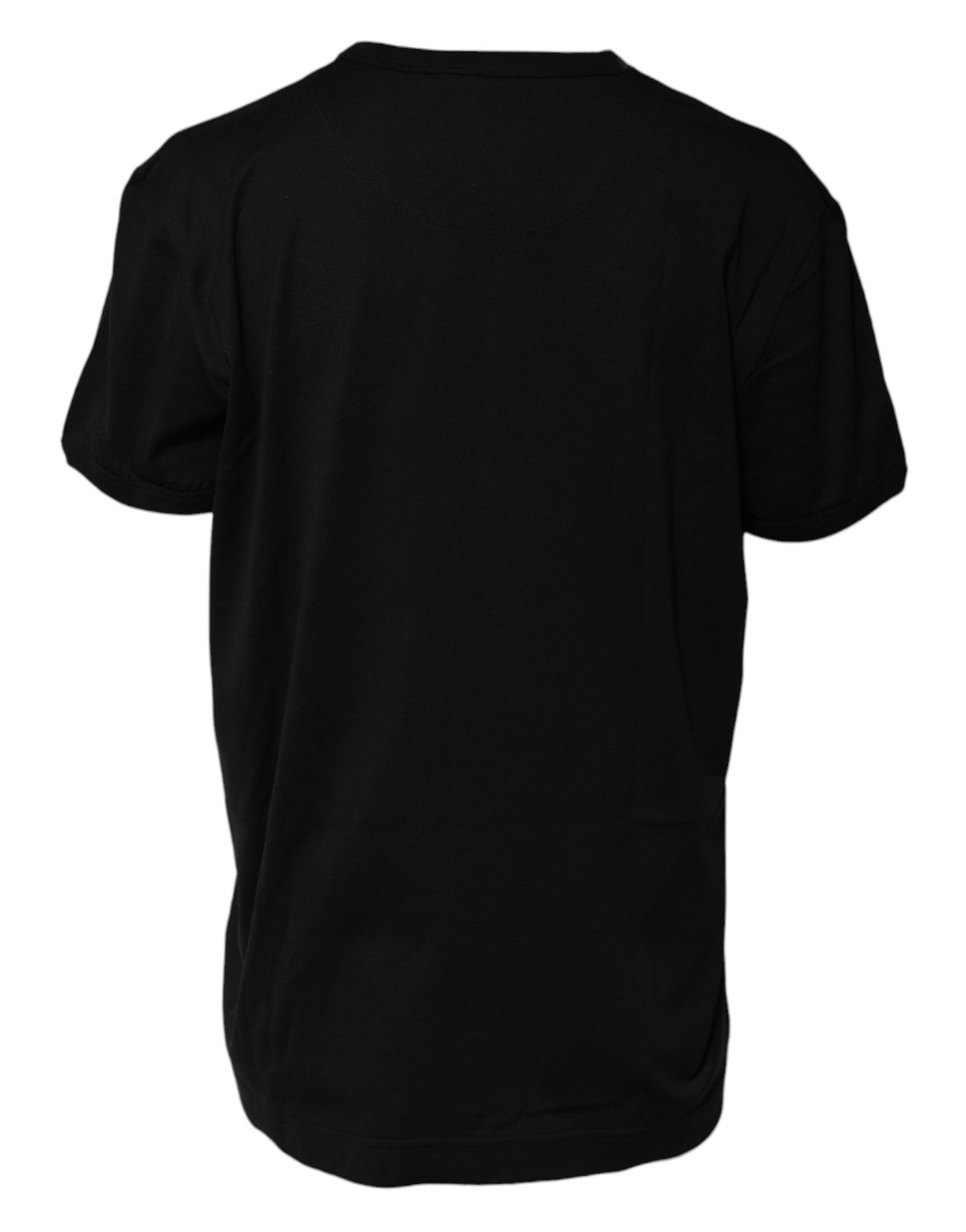 Black Cotton Goodluck Tee Crew Neck T-shirt - ventzia