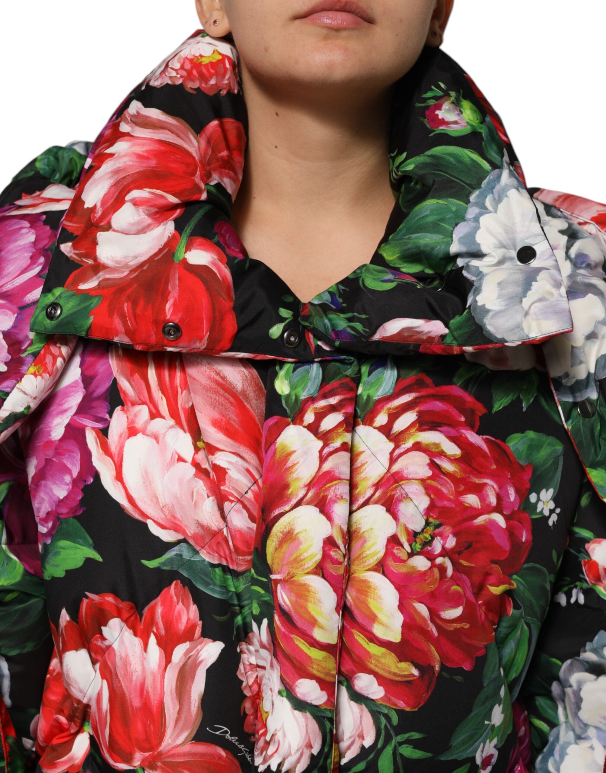 Multicolor Floral Hooded Puffer Coat Jacket - ventzia