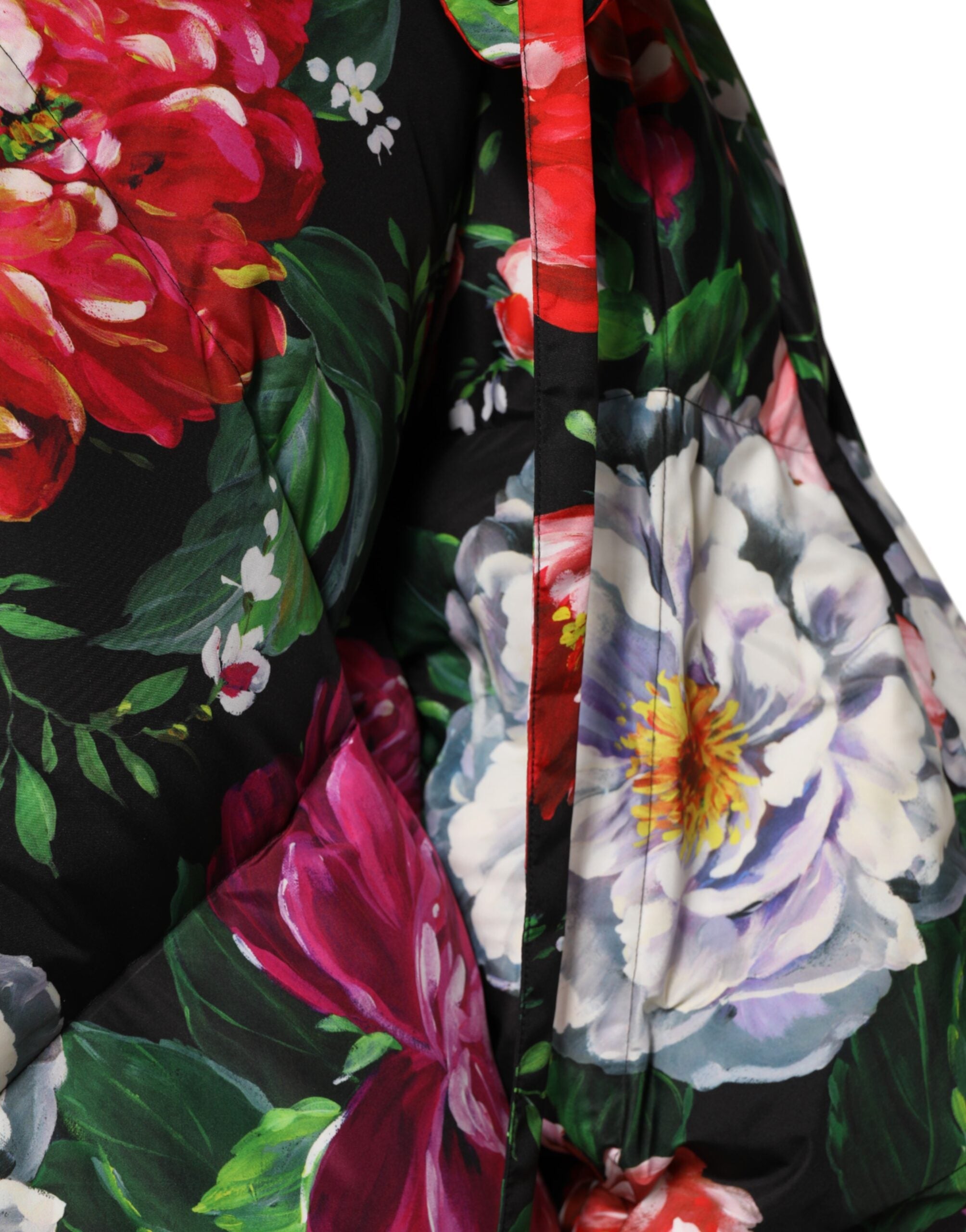 Multicolor Floral Hooded Puffer Coat Jacket - ventzia