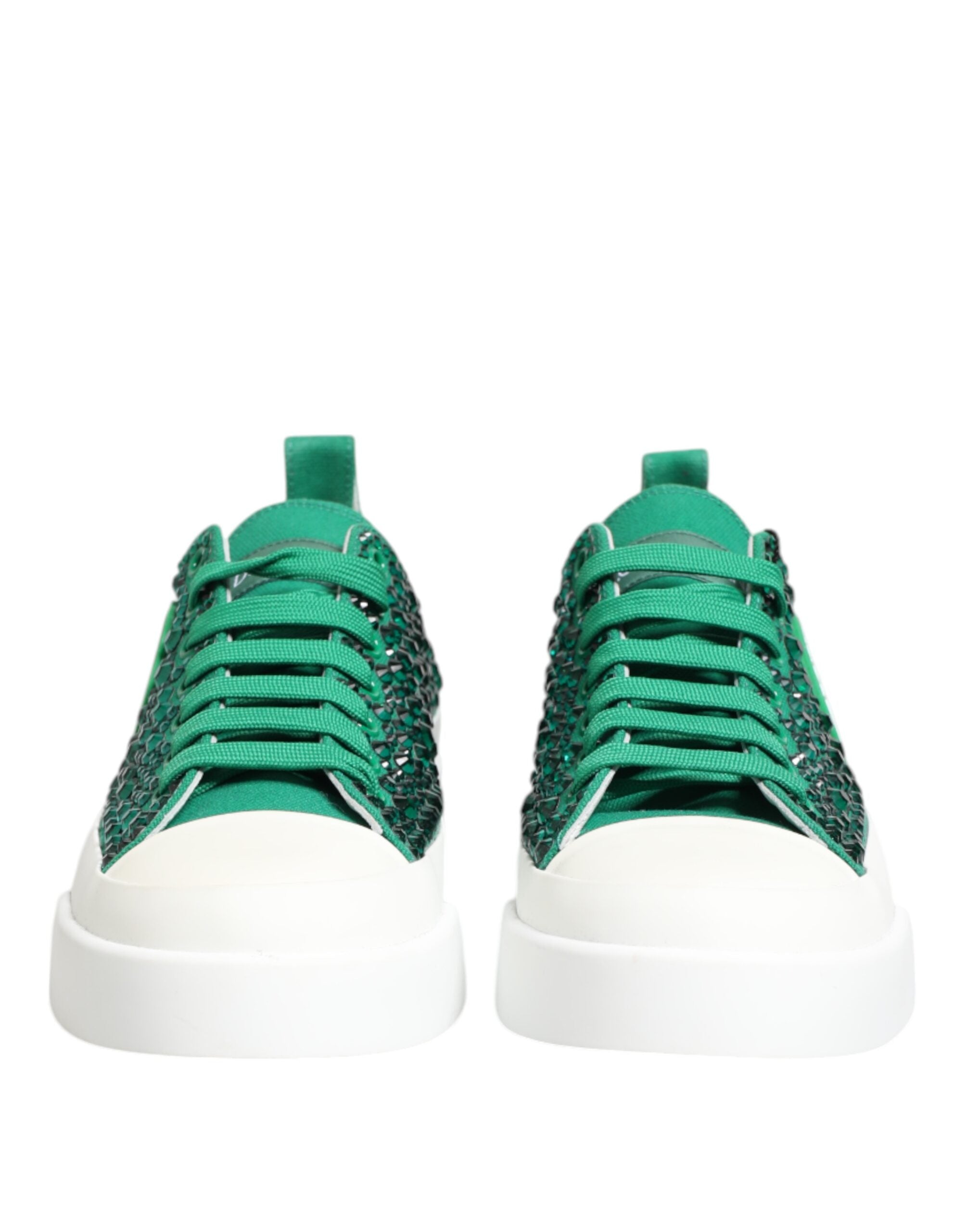 Green Portofino Crystal DG Logo Sneakers Shoes - ventzia