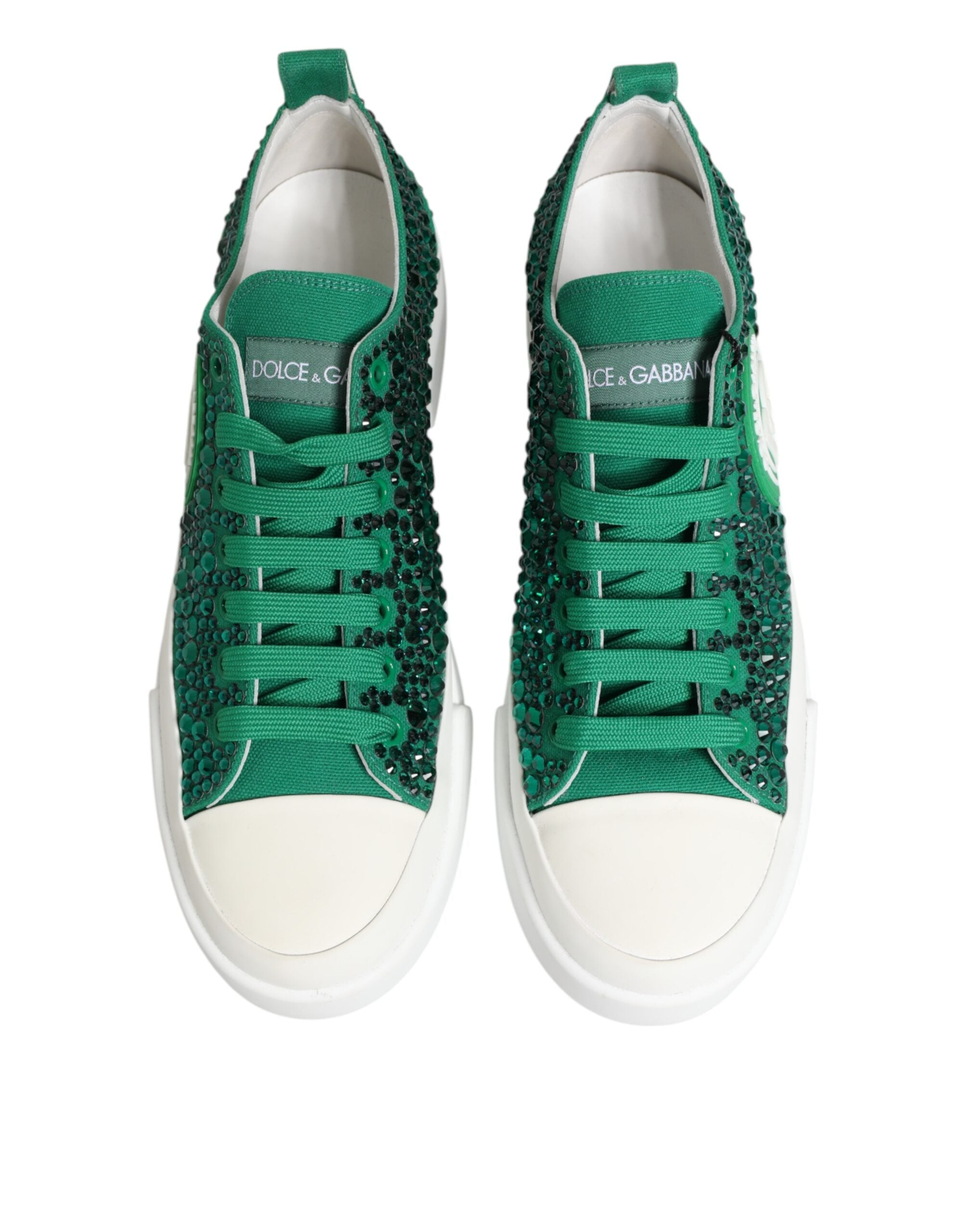 Green Portofino Crystal DG Logo Sneakers Shoes - ventzia