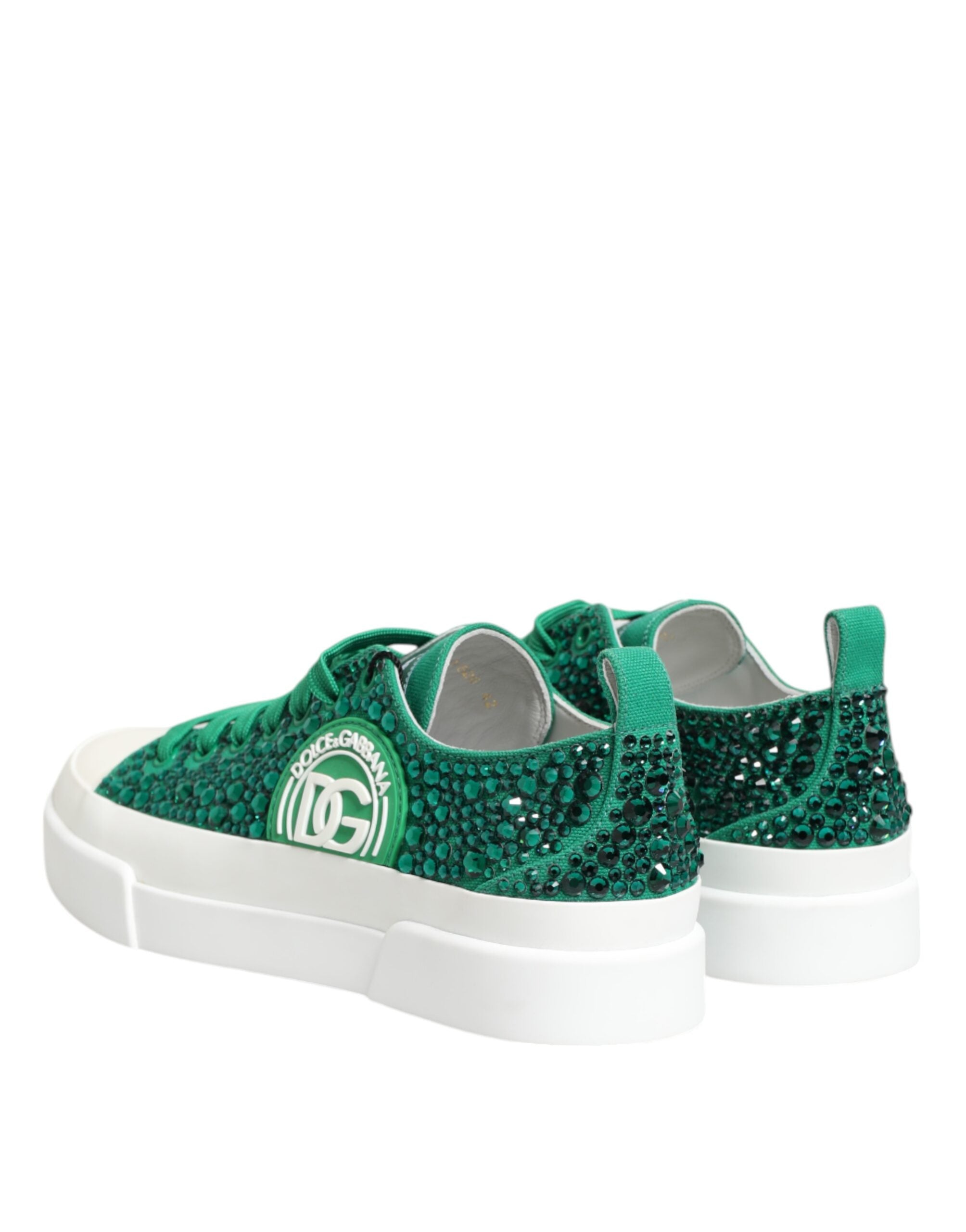 Green Portofino Crystal DG Logo Sneakers Shoes - ventzia