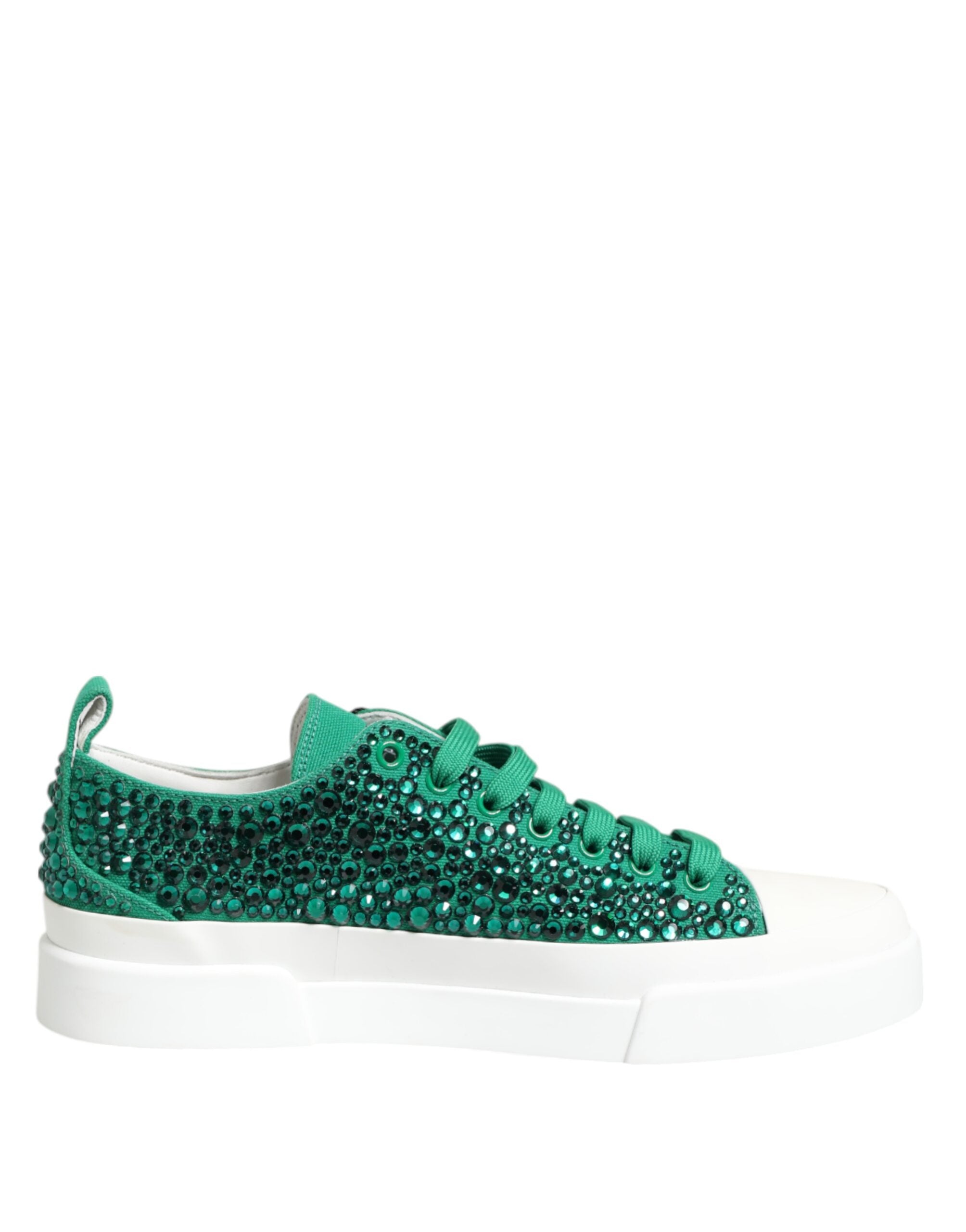 Green Portofino Crystal DG Logo Sneakers Shoes - ventzia