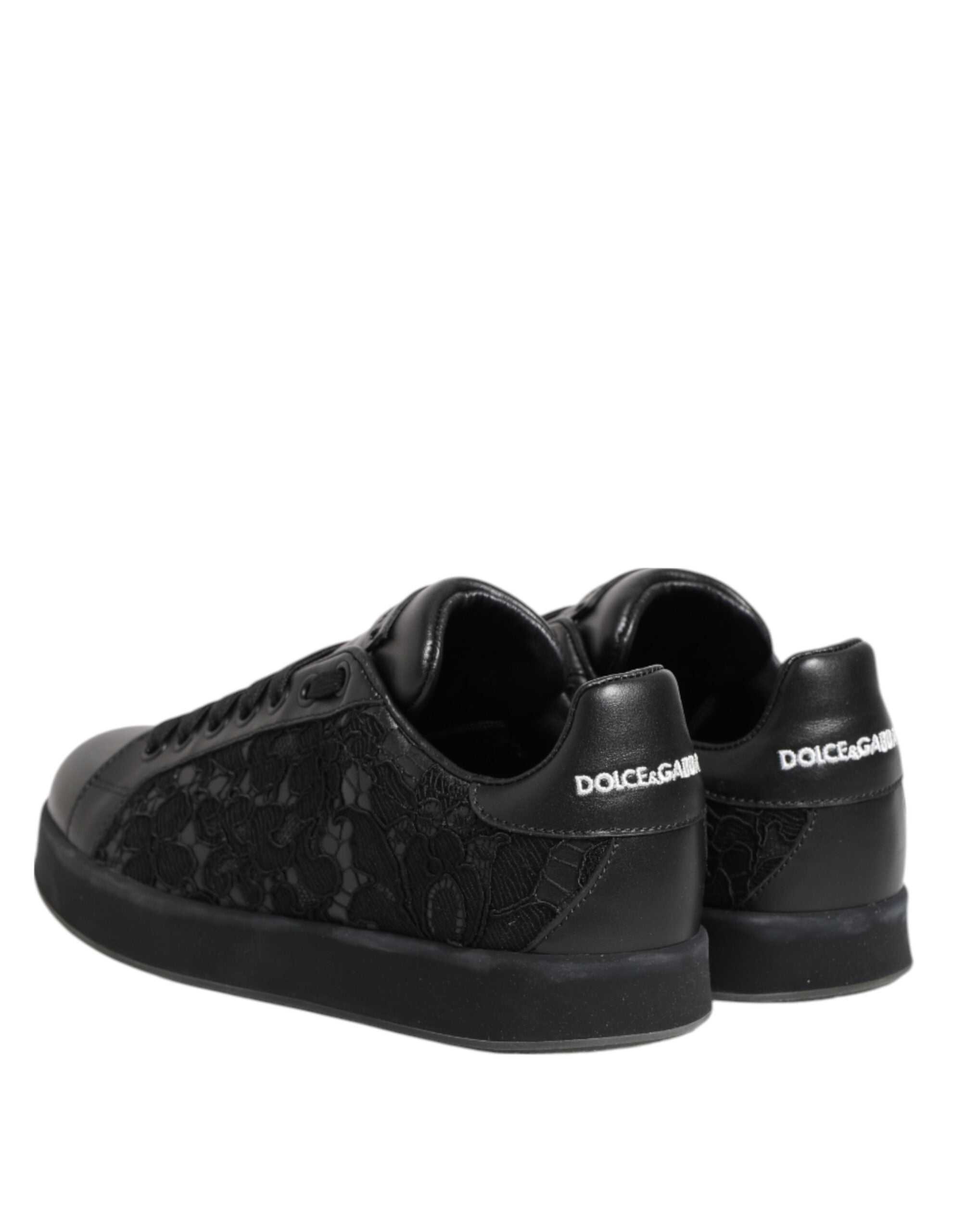 Black Floral Lace Low Top Sneakers Shoes - ventzia