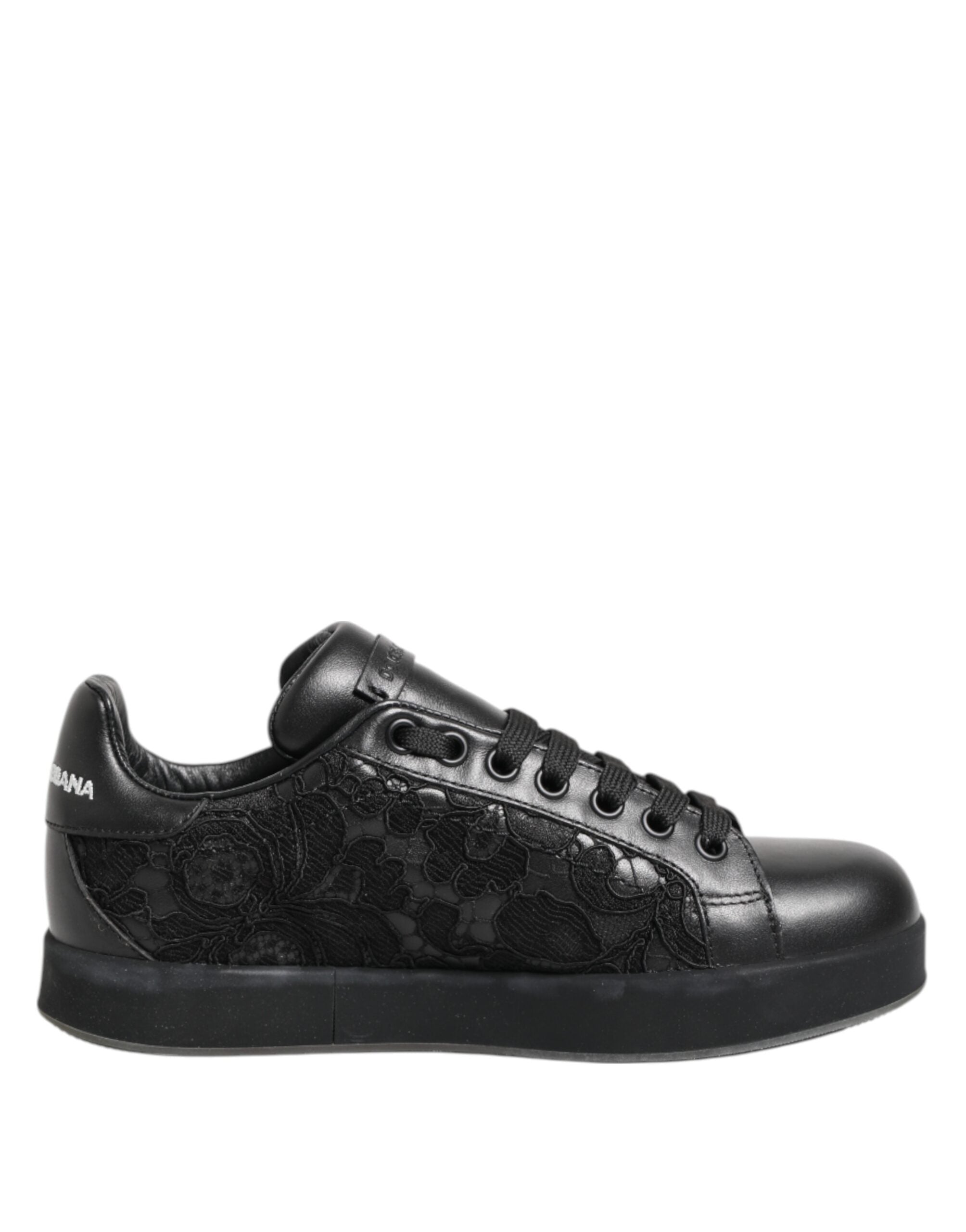 Black Floral Lace Low Top Sneakers Shoes - ventzia