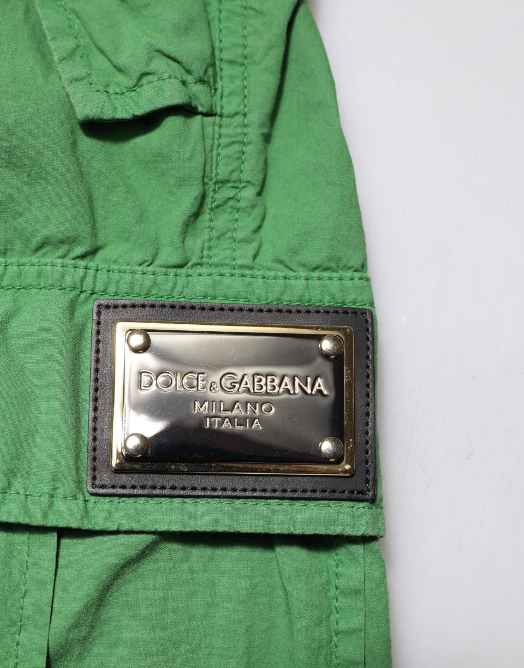 Green Cotton High Waist Cargo Trouser Pants - ventzia