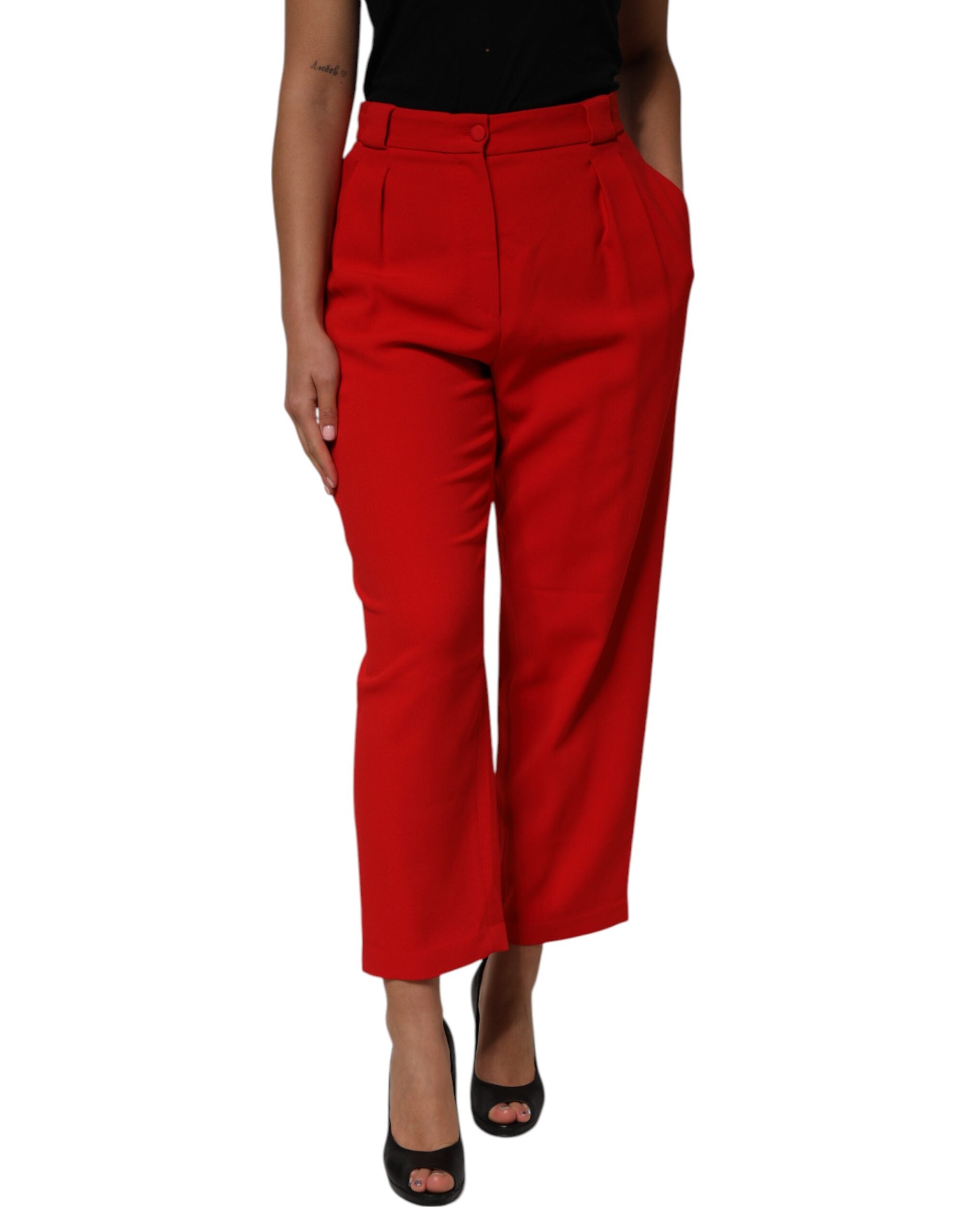 Red HighWaist Straight Women Trouser Pants - ventzia